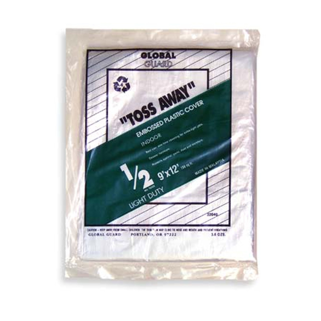 Drop Cloth, Embossed, 9 ft m wd,  12 ft lg,  1/2 mil thk, 12 ft Lg, 9 ft Wd, 1/2 mil Thk, Plastic