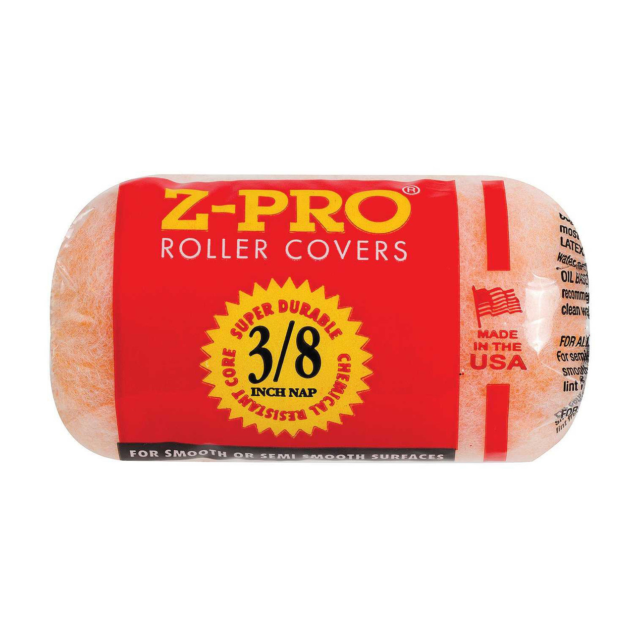 Roller Cover, 0.375 in Nap, 4 in Lg, Semi-Smooth Surface, Polyester, 731