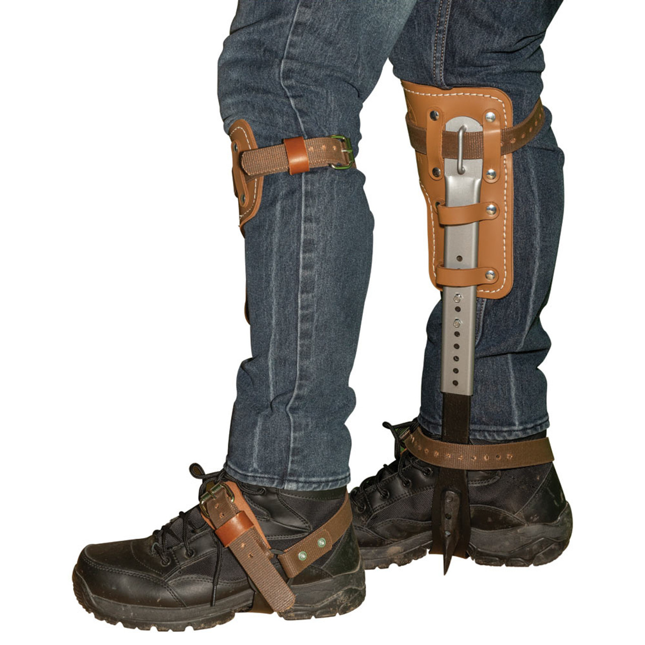 Pole Climber Set, 17 to 21 in lg, Suitable For Pole and Tree Climbing, Leather, Tan Color