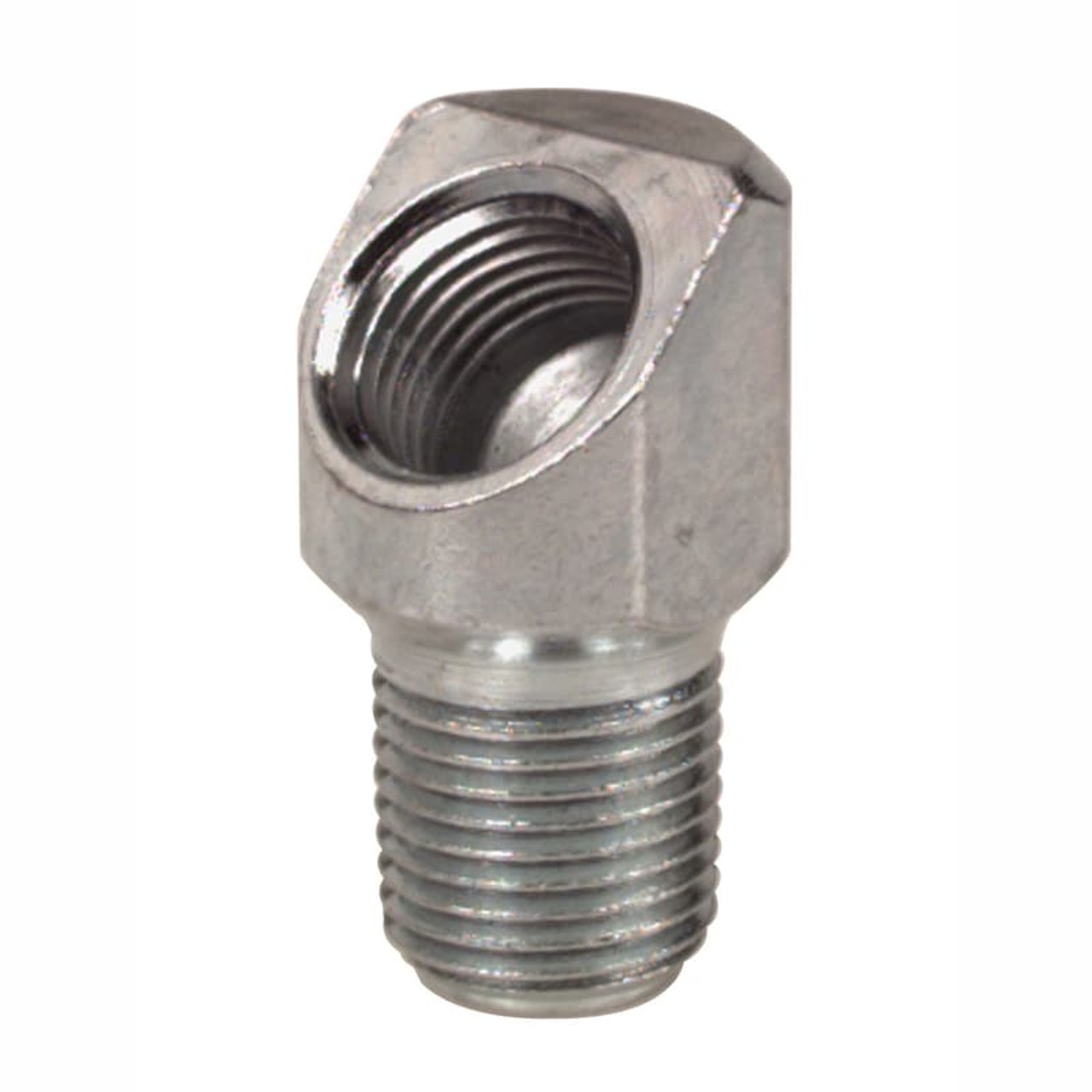 Elbow, 45 deg, Steel, 1/8 in FNPT x 1/8 in PTF Thread, 1 in Lg, 7/16 in Lg Shank