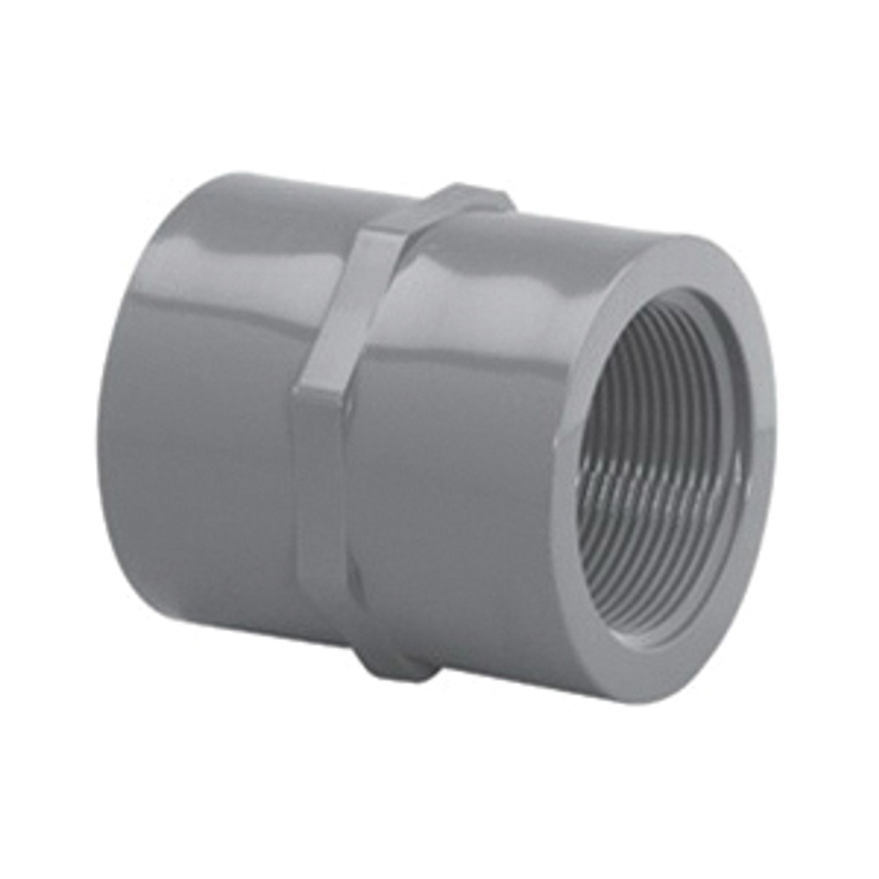 Reducer Coupling, Coupling, 1/4 in, FNPT End, 1-5/16 in Lg, SCH 80, Injection-Molded, PVC, Gray , 140 deg F, Domestic
