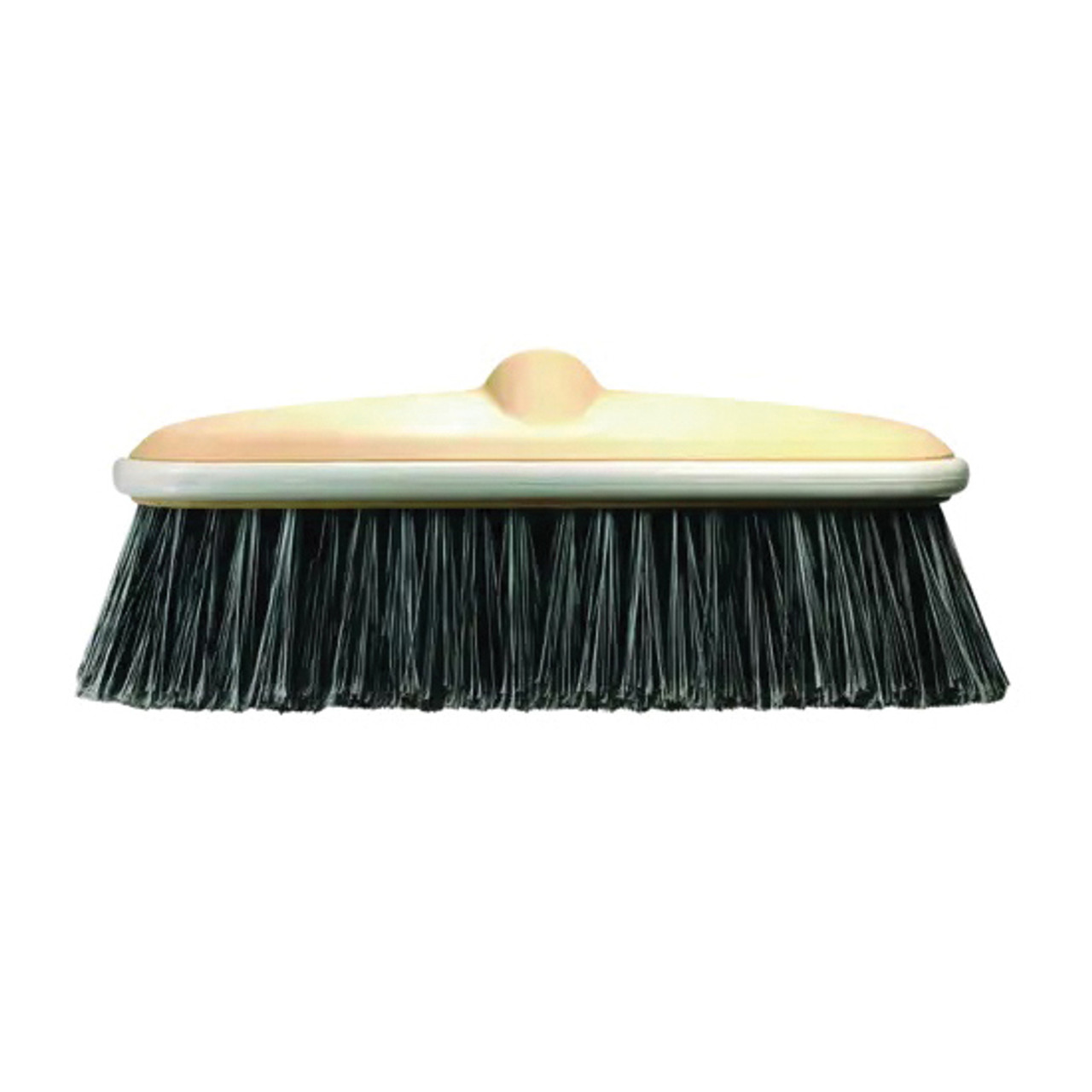 Car/Truck Wash Brush, Flagged Synthetic Trim, Black,  White Trim, Molded Plastic Handle, 10 in Lg, Molded Plastic Block, 3 in wd,  10 in lg Block