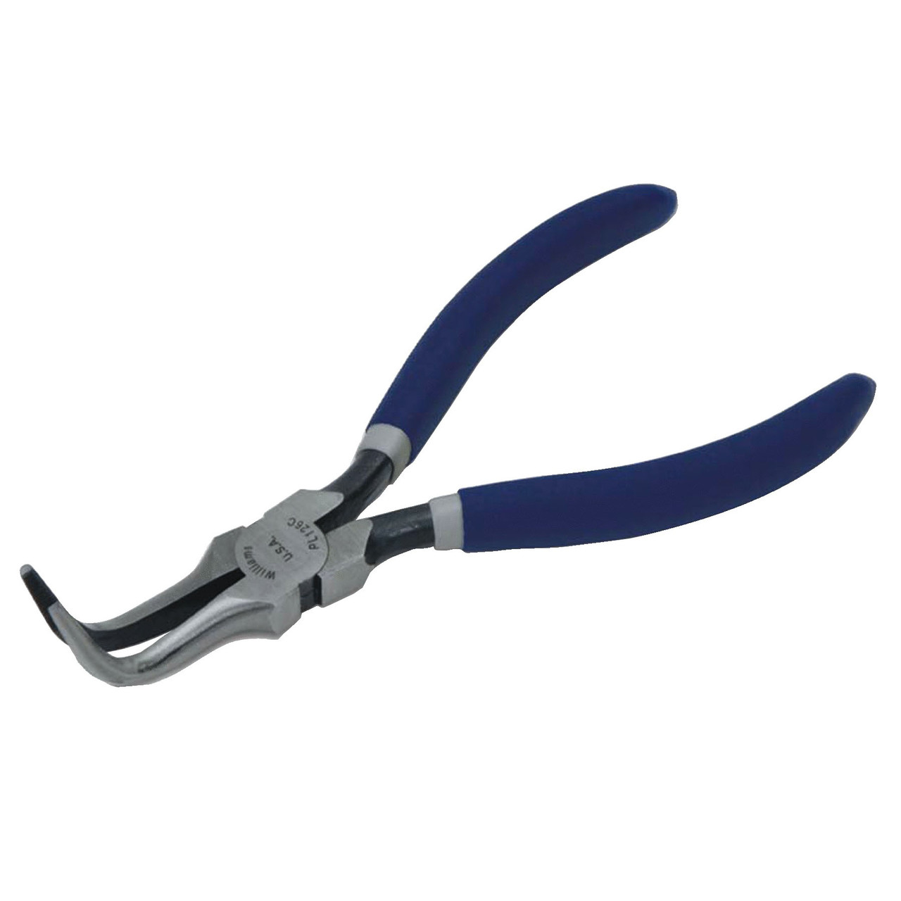 Nose Plier, Chain, Curved/Serrated/Thin Bent Jaw, 1-1/4 in Lg Jaw, 73 deg Jaw Bend, Steel Jaw, 6-1/4 in Lg, Plastic Handle, Polished