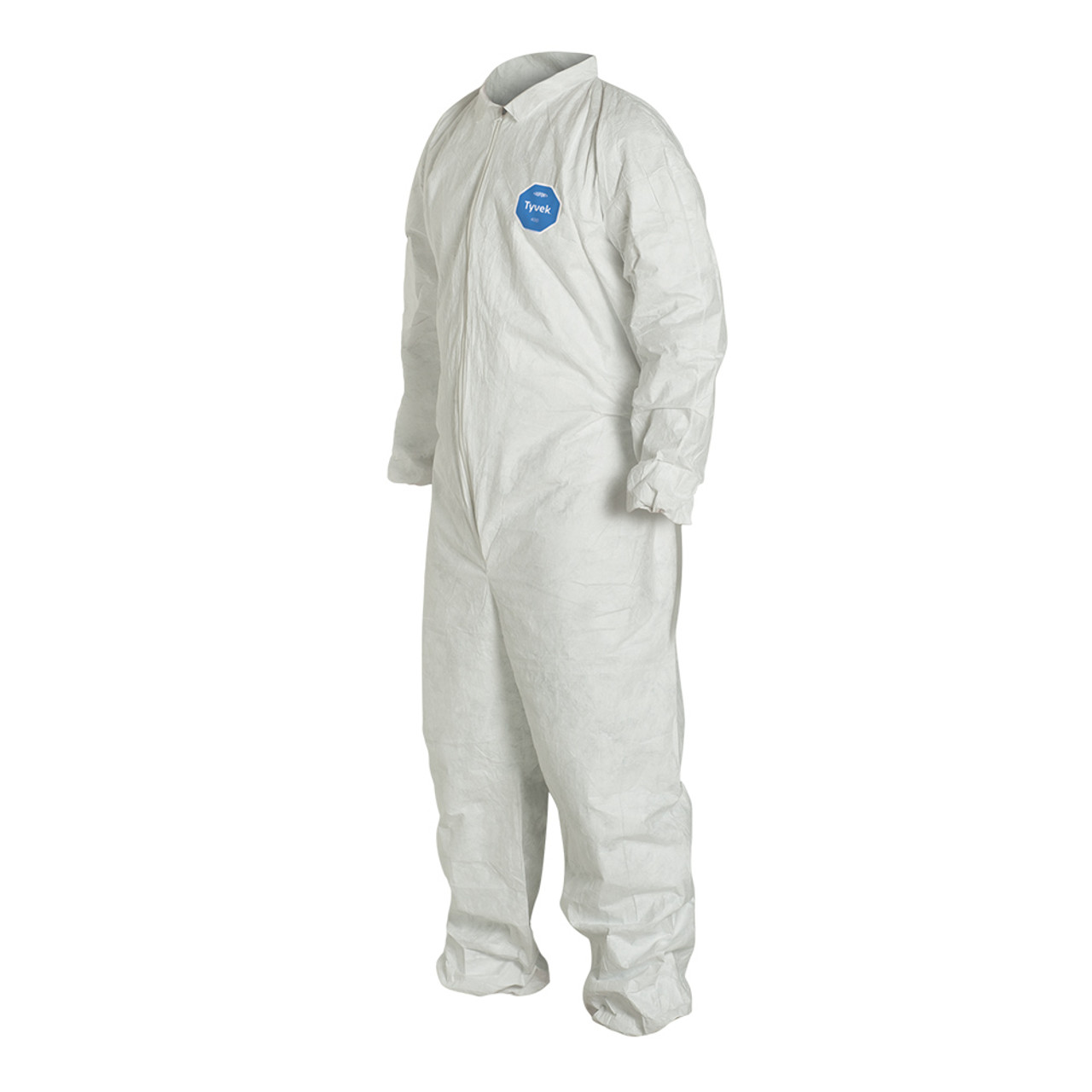 Disposable Coverall, Comfort Fit, Large, White , Tyvek®, 26-1/2 in Chest, 29 in Lg Inseam, Serged Seam, Front Zipper Closure