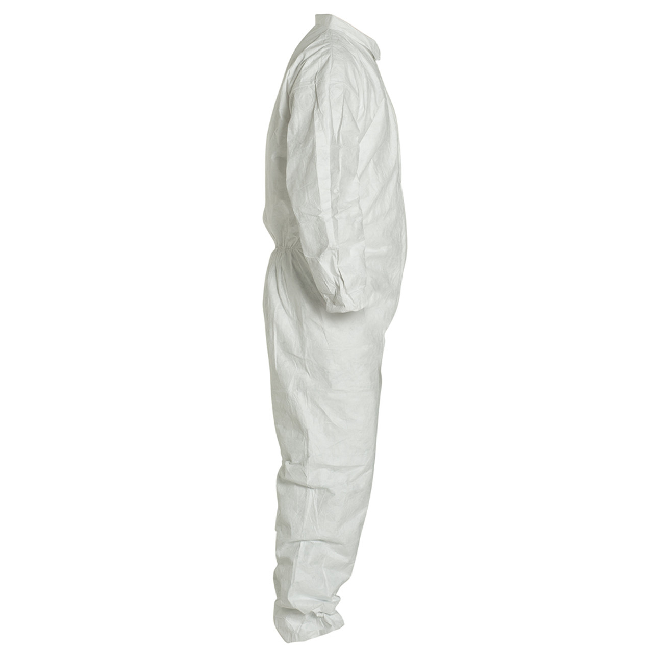 Disposable Coverall, Comfort Fit, Large, White , Tyvek®, 26-1/2 in Chest, 29 in Lg Inseam, Serged Seam, Front Zipper Closure