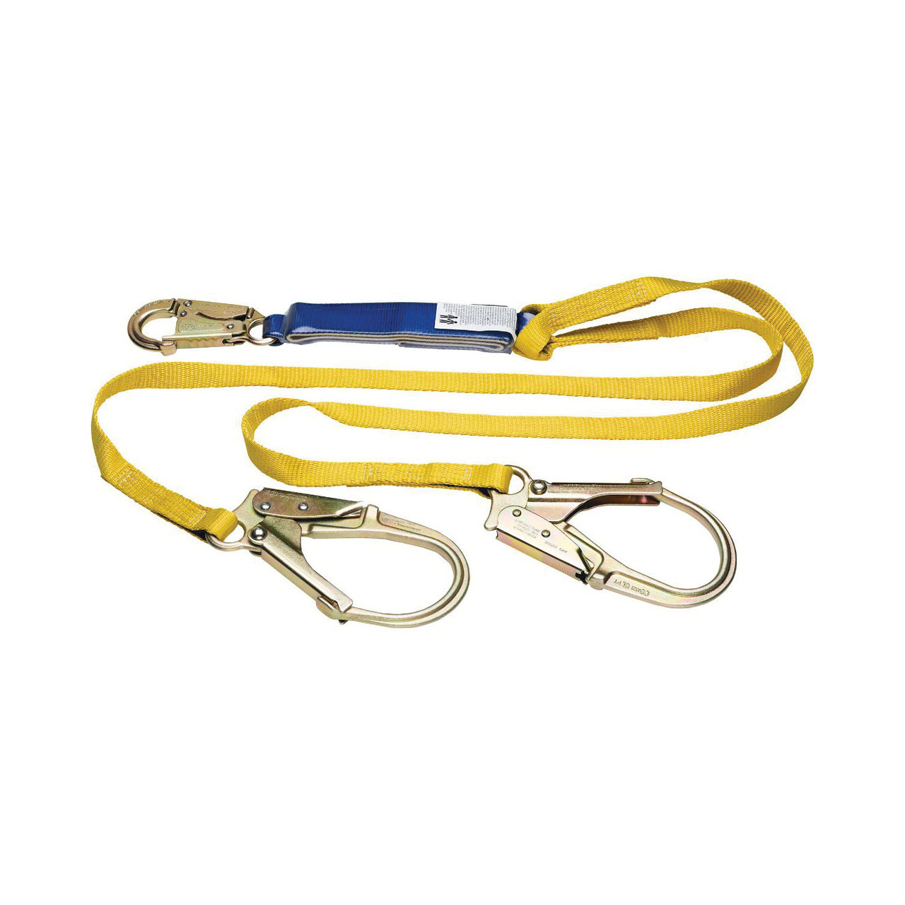 Lanyard, Steel Hardware, 2 -Leg, 1 in Wd Strap, 5000 lb Tensile, Snap Hook Anchorage, 2-1/2 in Anchorage Hook Gate Open, Snap/Rebar Hook, 310 lb, 6 ft Lg Lanyard, Steel Hardware, 2 -Leg, 1 in Wd Strap, 5000 lb Tensile, Snap Hook Anchorage, 2-1/2 in Anchorage Hook Gate Open, Snap/Rebar Hook, 310 lb, 6 ft Lg