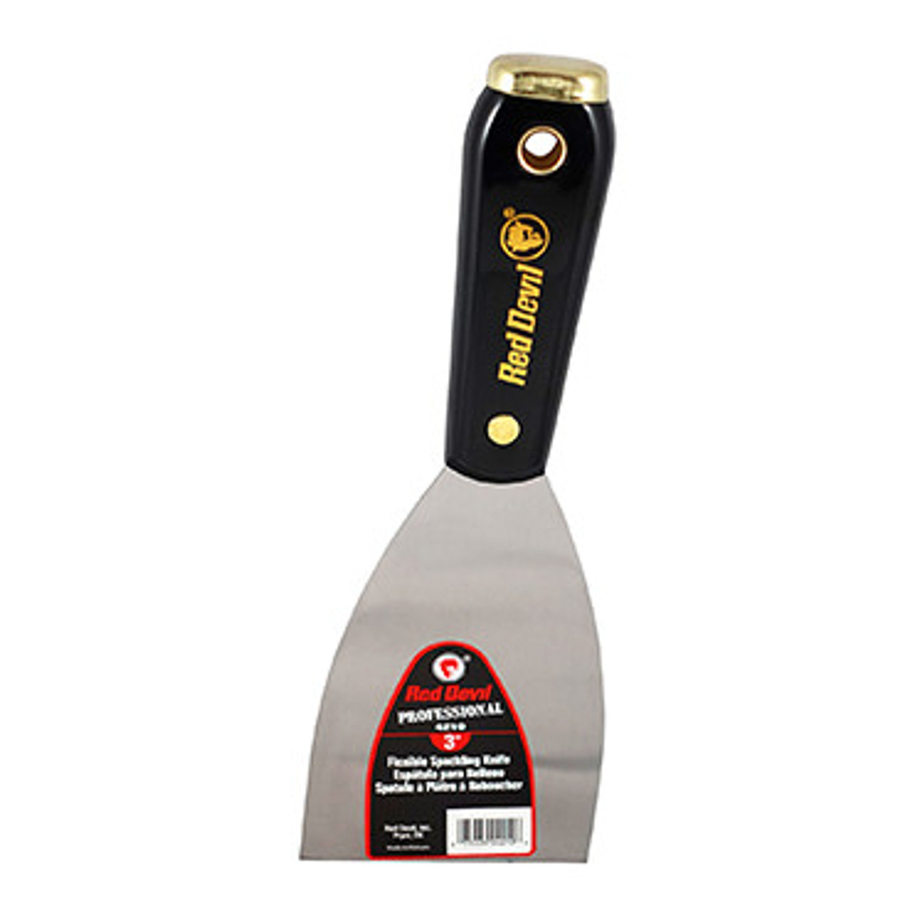 Putty Knife, Spackling, Solid Blade, 3 in Wd Blade, Flexible Blade, Steel Blade, Nylon Handle, Lacquered, Black Color, Flex