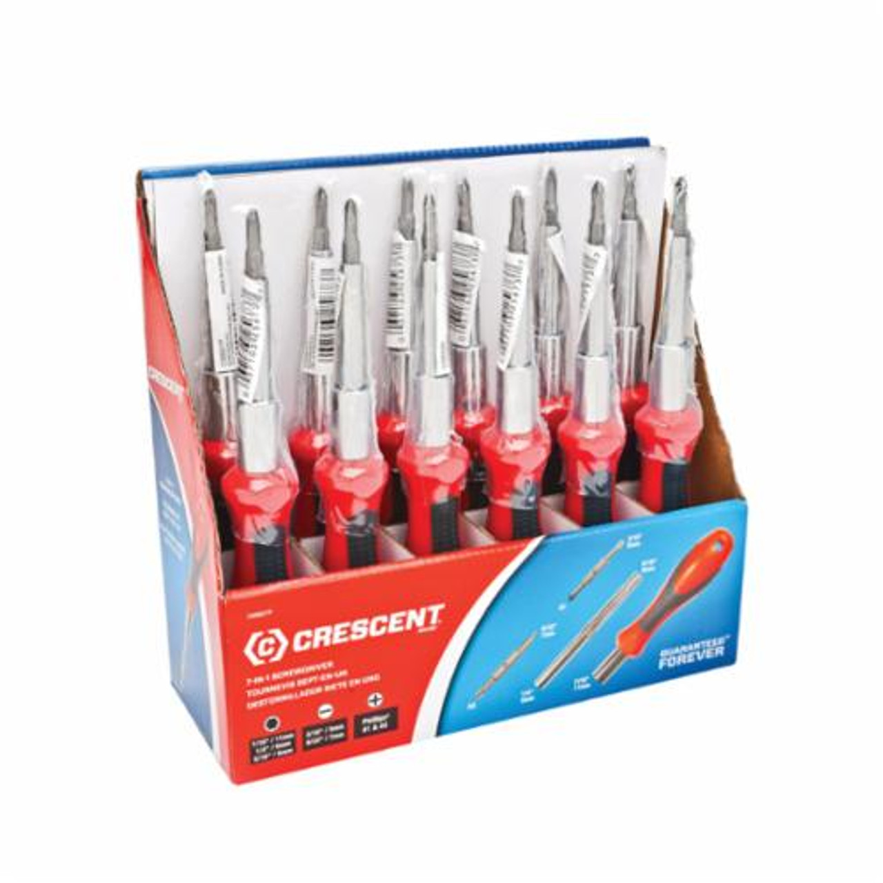 Multi-Bit Screwdriver, 7-in-1 Interchangeable, Imperial, Phillips®/Slotted Bit, Soft Cushion Grip, 7 -Piece, Steel