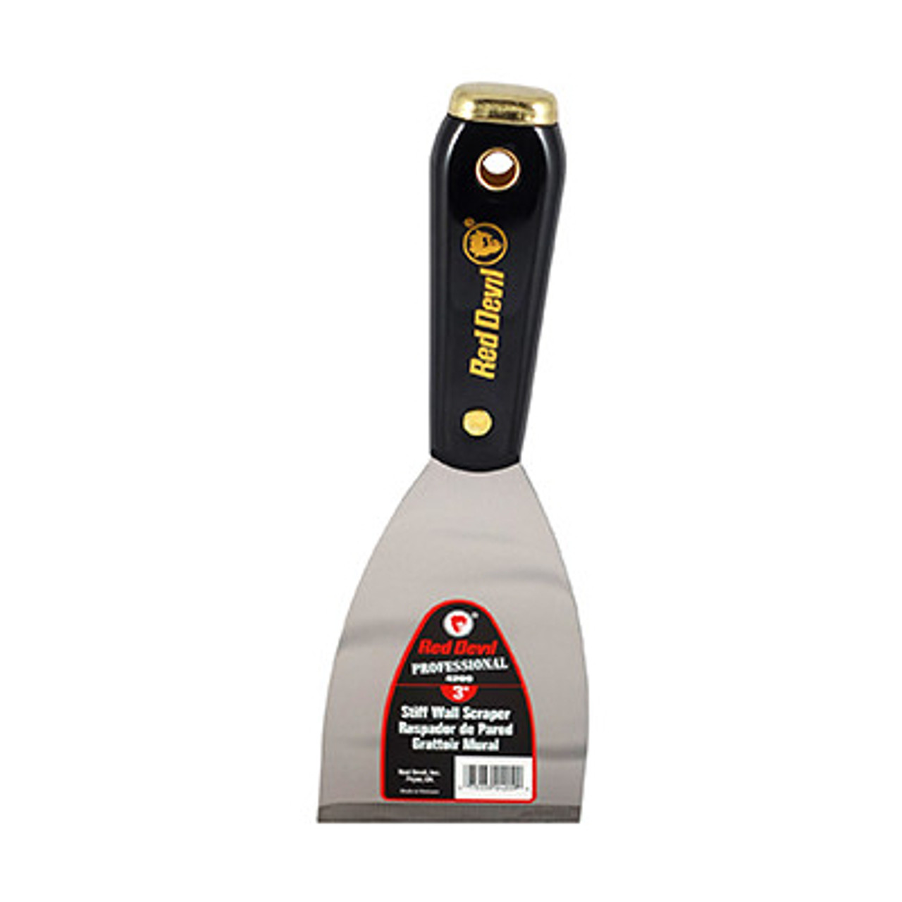 Putty Knife, Spackling, Solid Blade, 3 in Wd Blade, Flexible Blade, Steel Blade, Nylon Handle, Lacquered, Black Color, Stiff