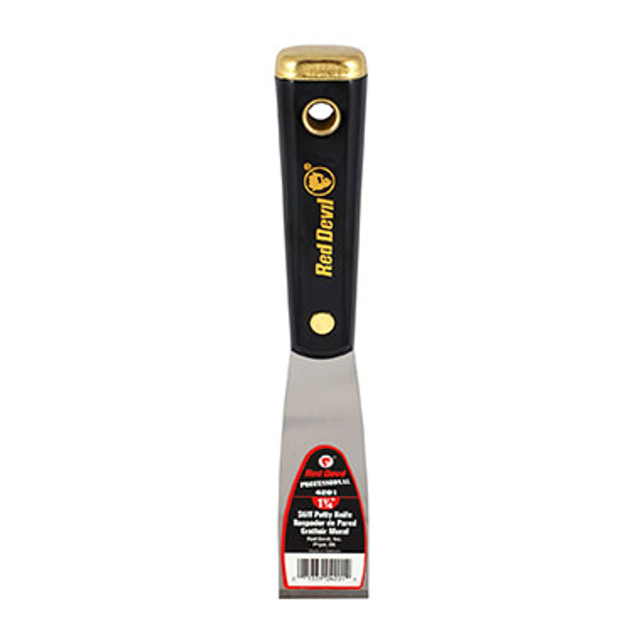 Putty Knife, Spackling, Solid Blade, 1.25 in Wd Blade, Flexible Blade, Steel Blade, Nylon Handle, Lacquered, Black Color, Stiff
