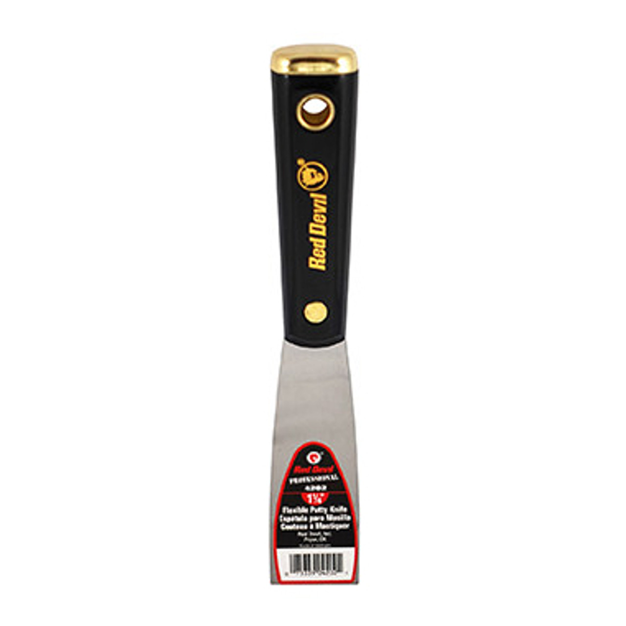 Putty Knife, Spackling, Solid Blade, 1.25 in Wd Blade, Flexible Blade, Steel Blade, Nylon Handle, Lacquered, Black Color, Flex