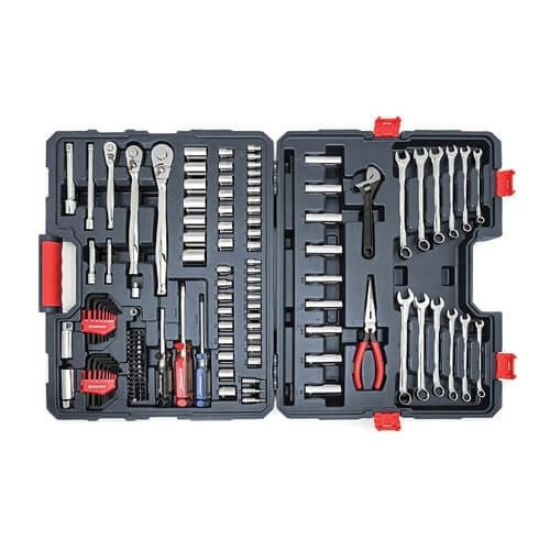 Mechanic Tool Set, Mechanics, 170 -Piece, Steel, Polished, 41.15 x 48-1/2 x 9.14 cm