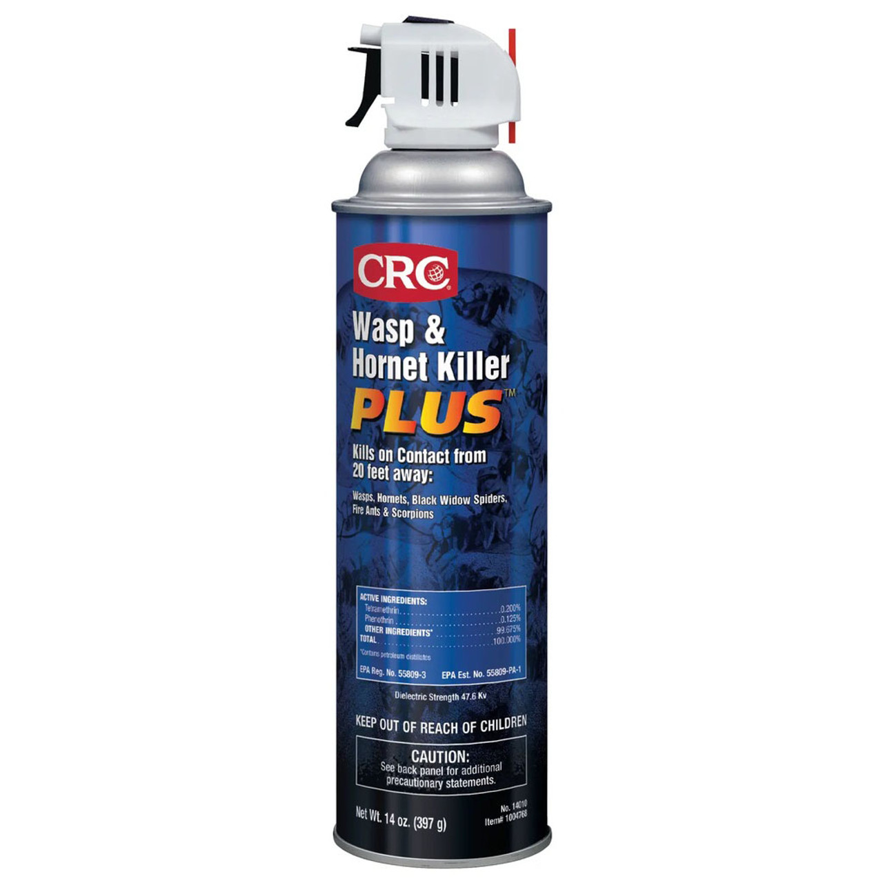 Hornet and Wasp Killer, Insecticide, 11.06 g/L VOC, 3 NFPA Flammability, Plastic Applicable, Aerosol Spray Can, 20 oz Container, 14 oz, Solvent Base, Liquid