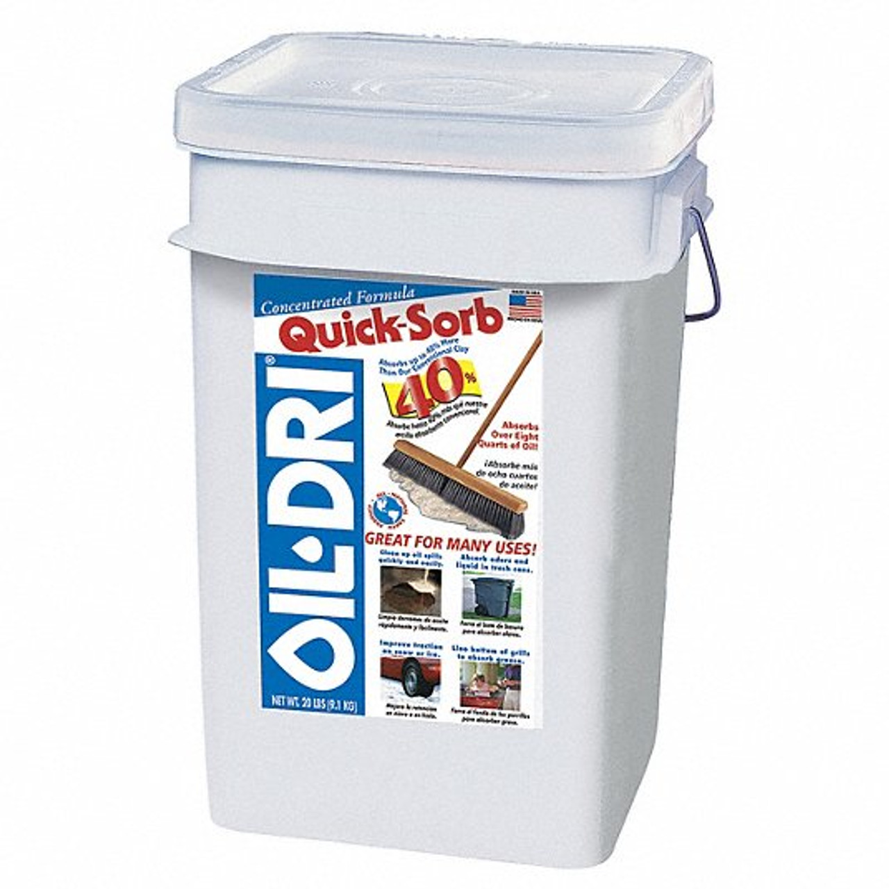 Quick Absorbent, 20 lb Container, Pail, Fluids Absorbed Universal, Tan Color