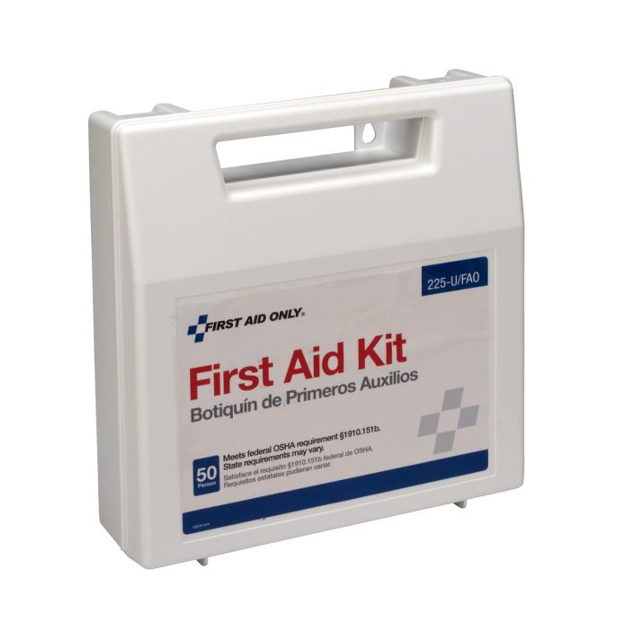 First Aid Kit, Wall Mount, 196 -Component, 50 People Served, Plastic Case, 11-1/4 in Ht, 3 in Wd First Aid Kit, Wall Mount, 196 -Component, 50 People Served, Plastic Case, 11-1/4 in Ht, 3 in Wd
