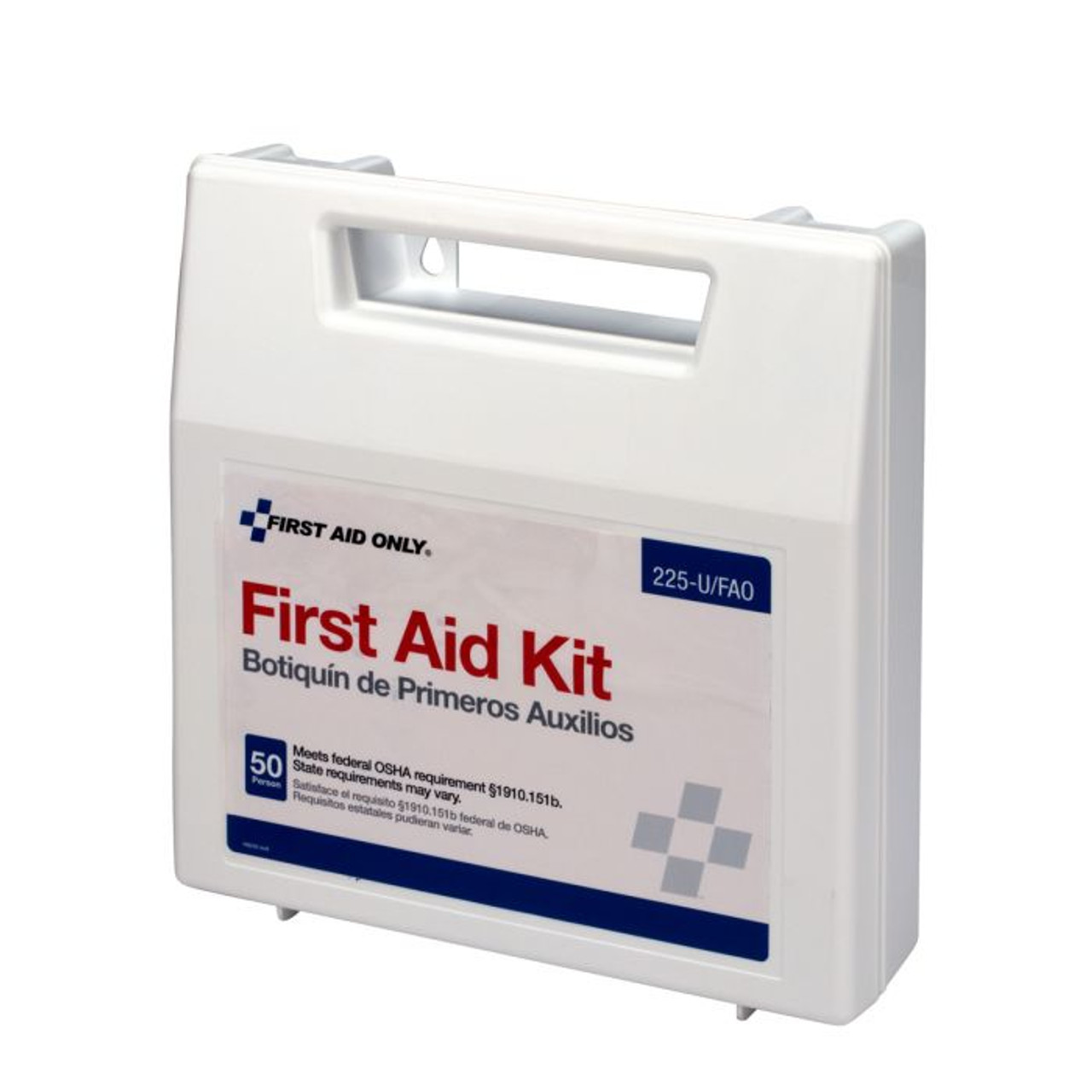 First Aid Kit, Wall Mount, 196 -Component, 50 People Served, Plastic Case, 11-1/4 in Ht, 3 in Wd