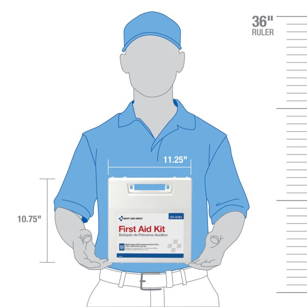 First Aid Kit, Wall Mount, 196 -Component, 50 People Served, Plastic Case, 11-1/4 in Ht, 3 in Wd First Aid Kit, Wall Mount, 196 -Component, 50 People Served, Plastic Case, 11-1/4 in Ht, 3 in Wd