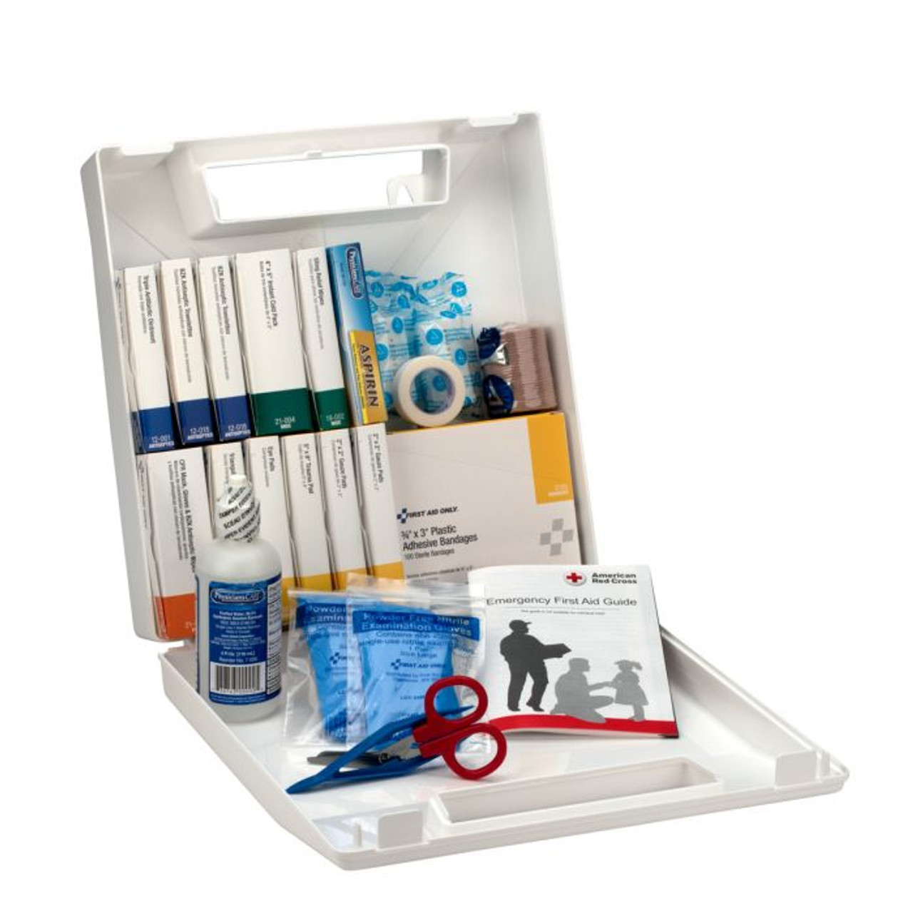 First Aid Kit, Wall Mount, 196 -Component, 50 People Served, Plastic Case, 11-1/4 in Ht, 3 in Wd First Aid Kit, Wall Mount, 196 -Component, 50 People Served, Plastic Case, 11-1/4 in Ht, 3 in Wd