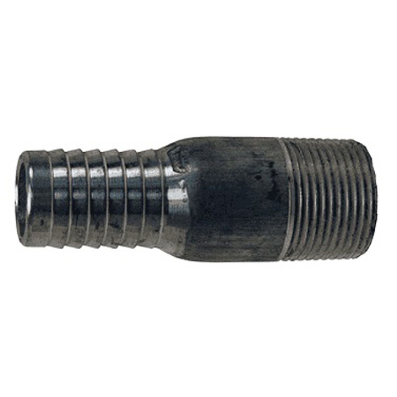 Pipe Nipple, Combination, 2 in, MNPT x Hose Barb End, 3-1/8 in Lg, Aluminium, Domestic