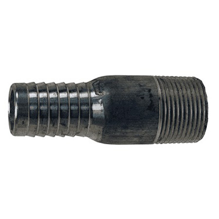 DIXON Pipe Nipple, Combination, 2 in, MNPT x Hose Barb End, 3-1/8 in Lg, Aluminium, Domestic