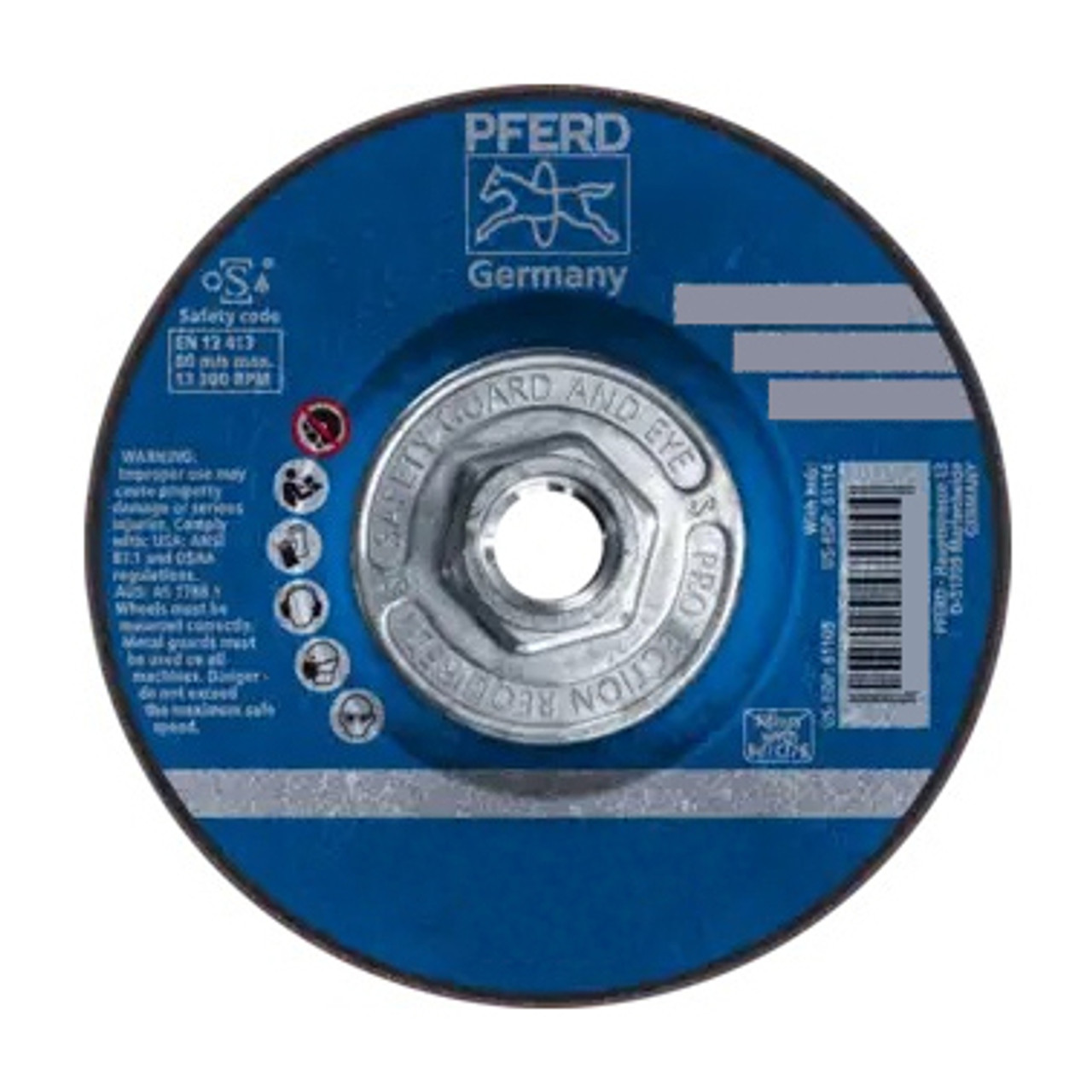 Grinding Wheel, 5/8 in-11 Center Hole, N Wheel Hardness, 1 Reinforced, 4-1/2 in Dia Wheel, 1/4 in Thk Wheel, 30 Grit, Super Fine, Aluminium Oxide Abrasive Grinding Wheel, 5/8 in-11 Center Hole, N Wheel Hardness, 1 Reinforced, 4-1/2 in Dia Wheel, 1/4 in Thk Wheel, 30 Grit, Super Fine, Aluminium Oxide Abrasive