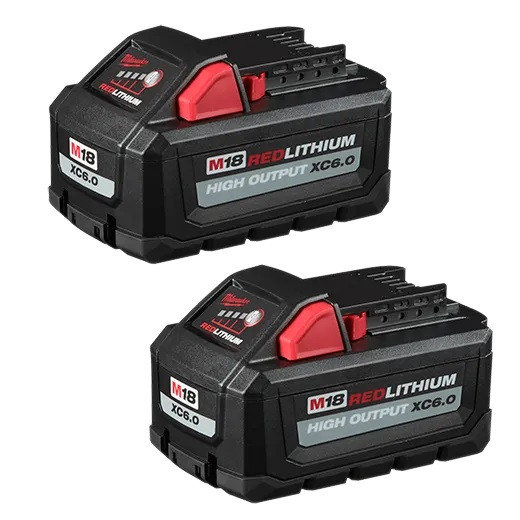 MILWAUKEE M18 REDLITHIUM HIGH OUTPUT Cordless Battery, 18 V Charge, 6 A Charge Current, 60 min Charging, Rubber Case, 3.3 in wd,  5.46 in lg,  3.22 in ht, Lithium Ion, 18 V, 6 Ah