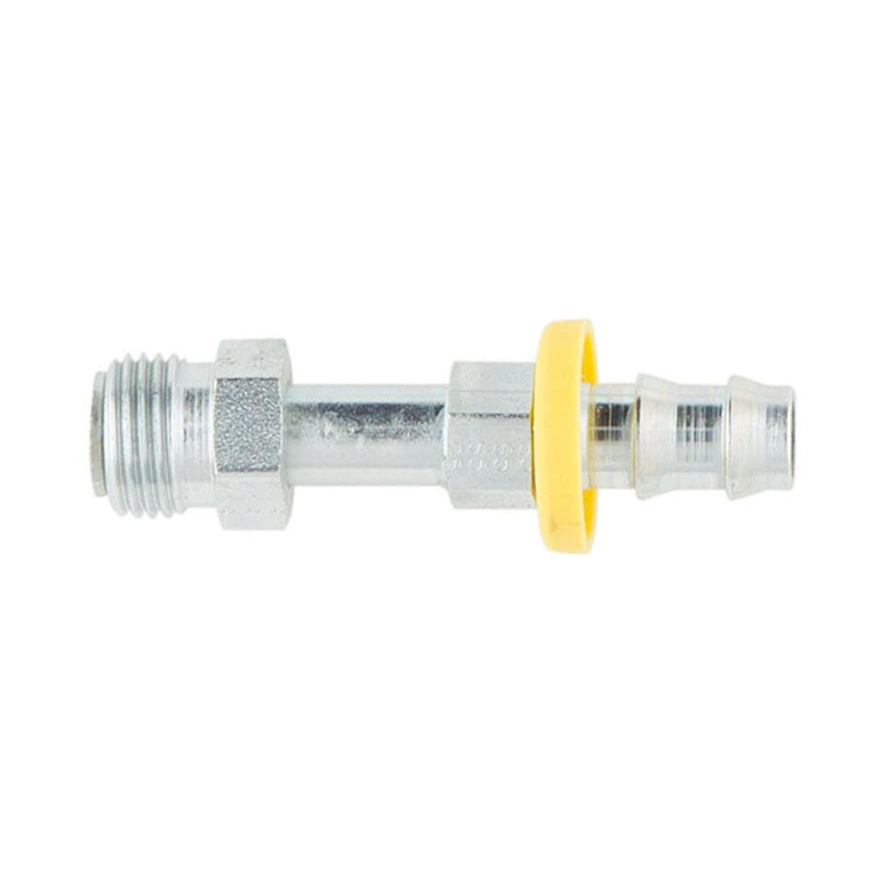 PARKER Hydraulic Hose Fitting, Push On Field Attachable,  Straight, 3/8 in Hose, 5/8 in-18, 45 deg Male Inverted SAE Swivel End, 1/2 x 5/8 in Hex, 2-1/2 in Lg
