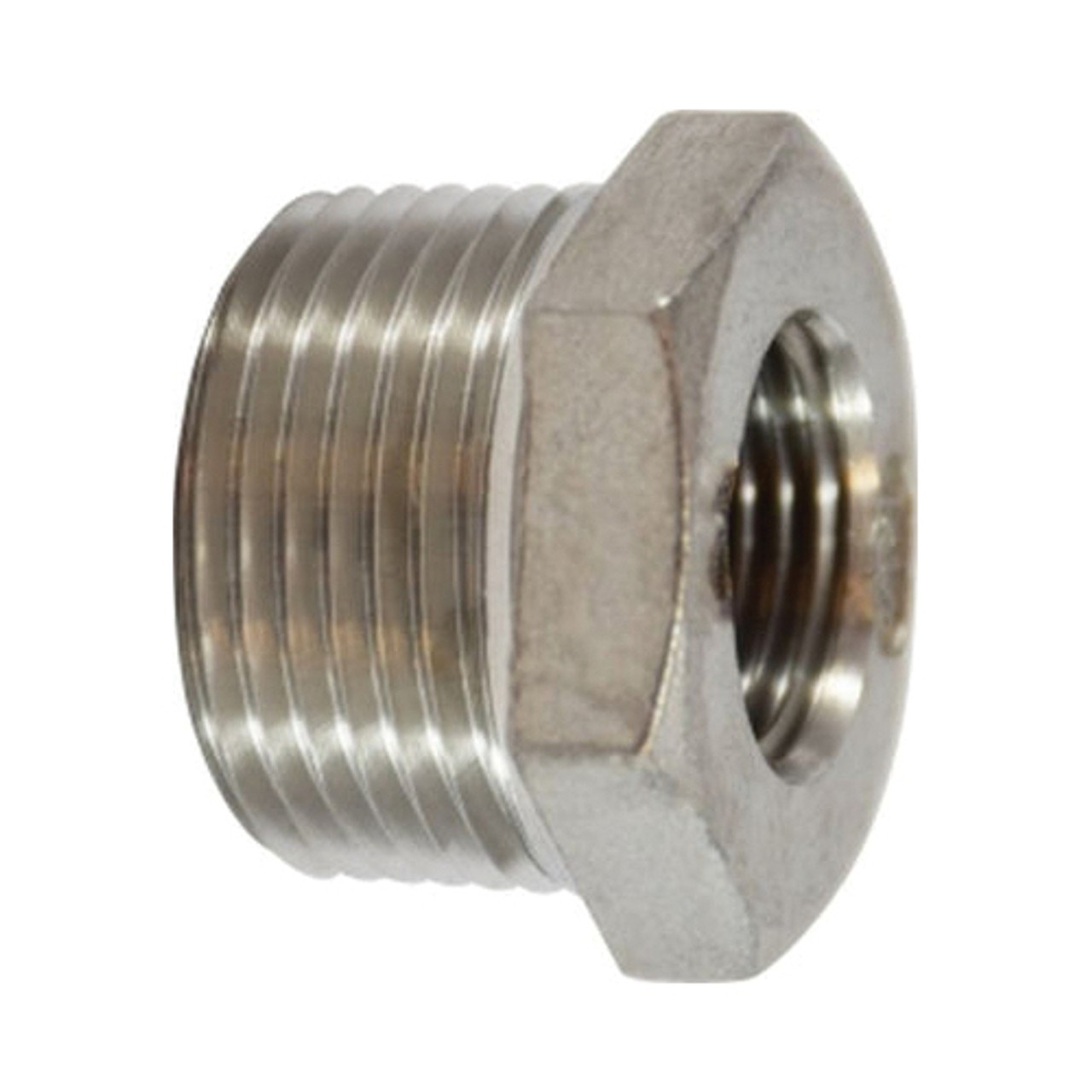 Hex Bushing, Bushing, 3 x 2 in, MNPT x FNPT End, Class 150, 150 lb, 316 Stainless Steel, Corrosion Resistance Chromium-Nickel Hex Bushing, Bushing, 3 x 2 in, MNPT x FNPT End, Class 150, 150 lb, 316 Stainless Steel, Corrosion Resistance Chromium-Nickel