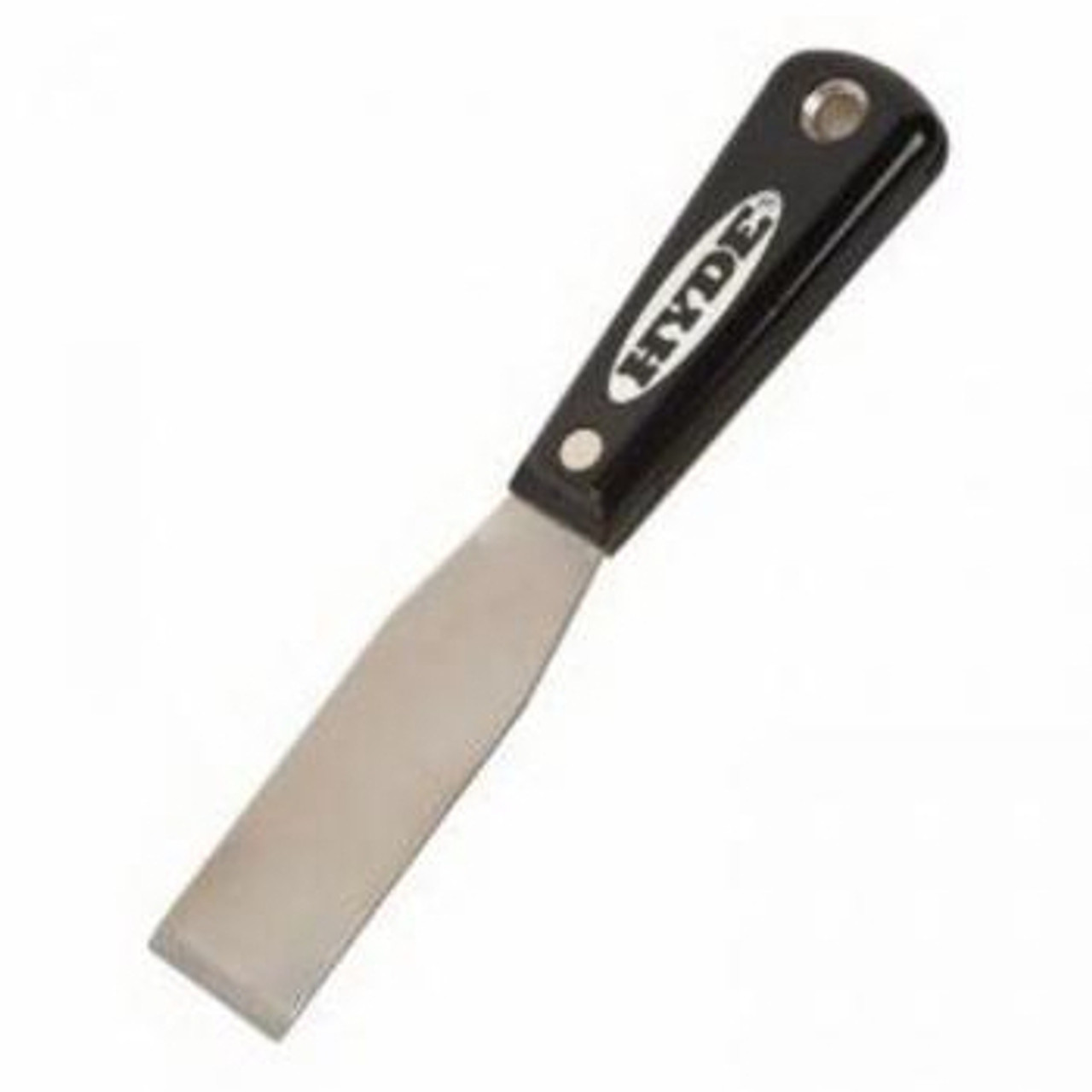 Putty Knife, Full Tang Blade, 3-7/8 in Lg Blade, 1-5/16 in Wd Blade, Stiff Blade, High Carbon Steel Blade, Chisel Edge, 2 -Edge, Interlock,  Round, Nylon Handle