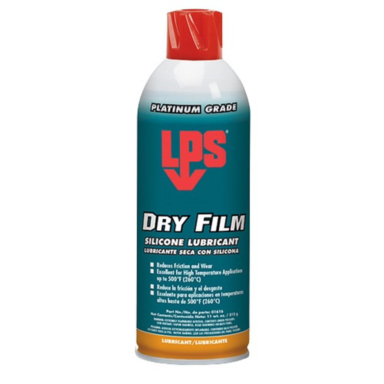 Silicone Lubricant, Non-Flammable, Aerosol Spray Can, 16 oz Container, 11 oz, Liquid, Clear Glass , Ether, -40 to 500 deg F, 3/4 Specific Gravity