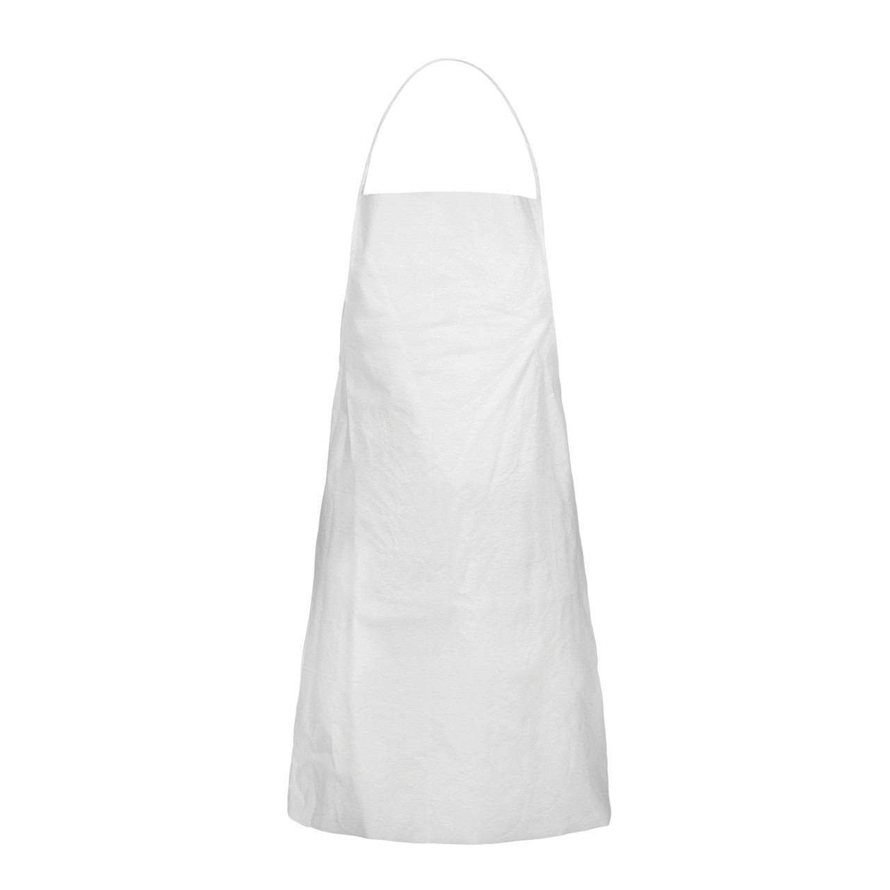 Bib Apron, Disposable, White , MicroMax® NS, 3 ft Lg, 28 in Wd, Sewn Tie Closure, Serged Seam