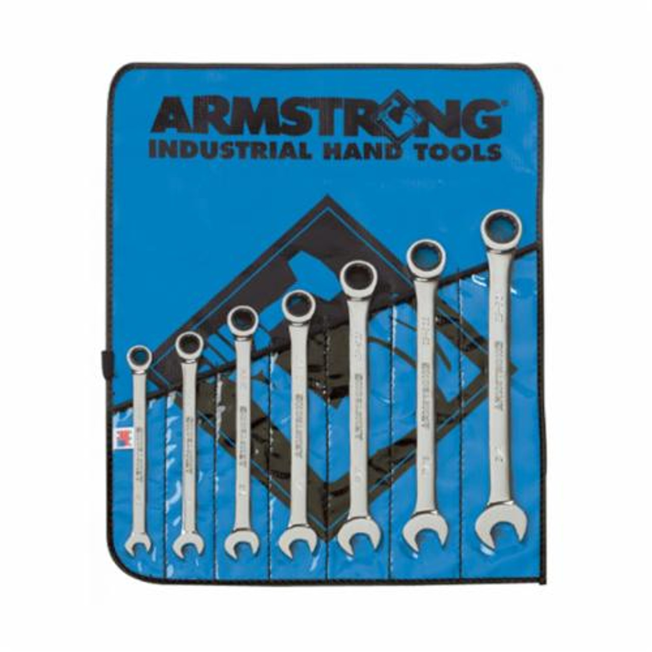 Box End Wrench Set, Ratcheting Double, Imperial, 12 -Point, 6 in Lg, 15 deg Offset, 72 -Geared Teeth, Forged Alloy Steel, Full Polished Coated, 27-609