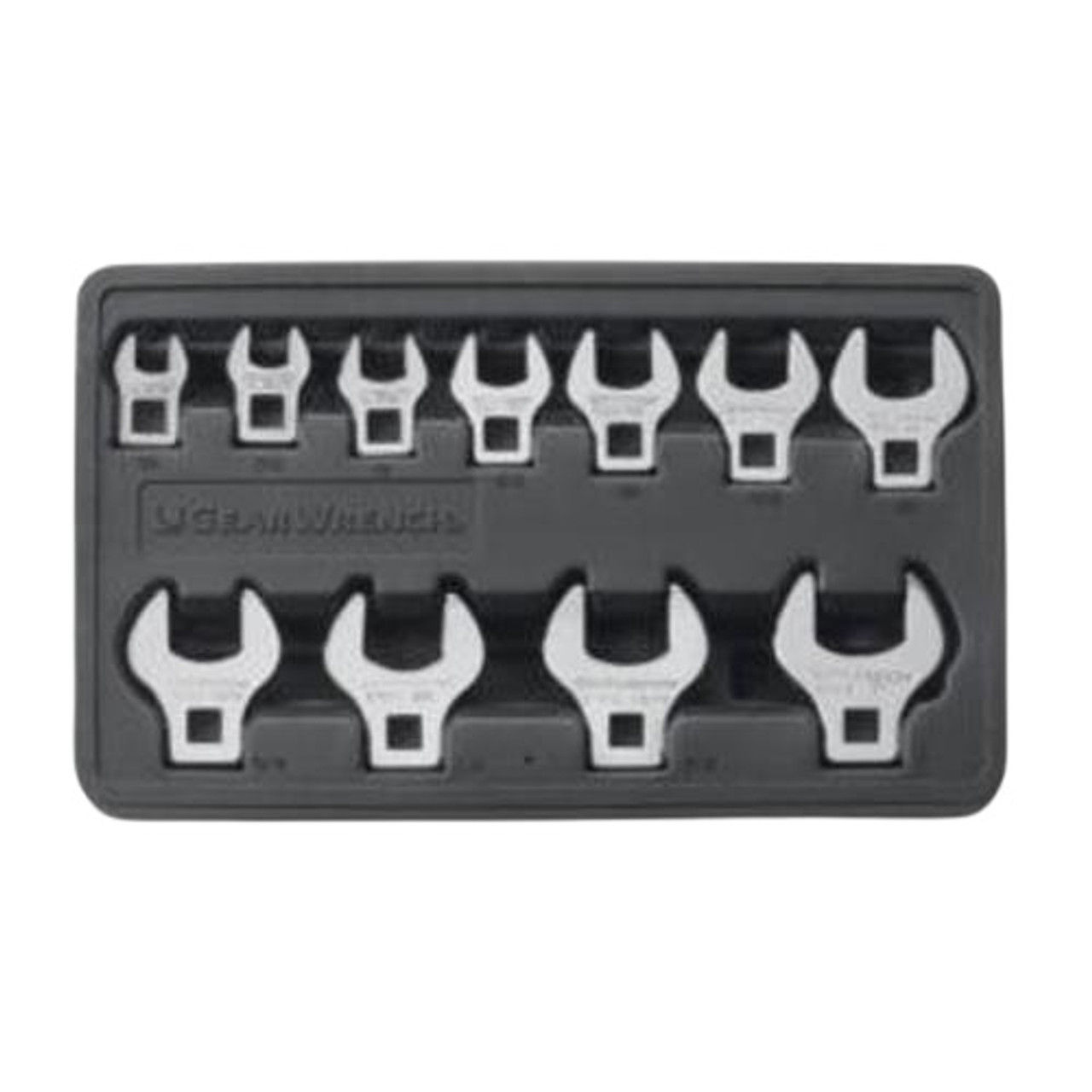 Crowfoot Wrench Set, Polished Chrome, Chromium Vanadium Steel, 11 -Piece, 3/8 in, 3/8 in Drive, Imperial