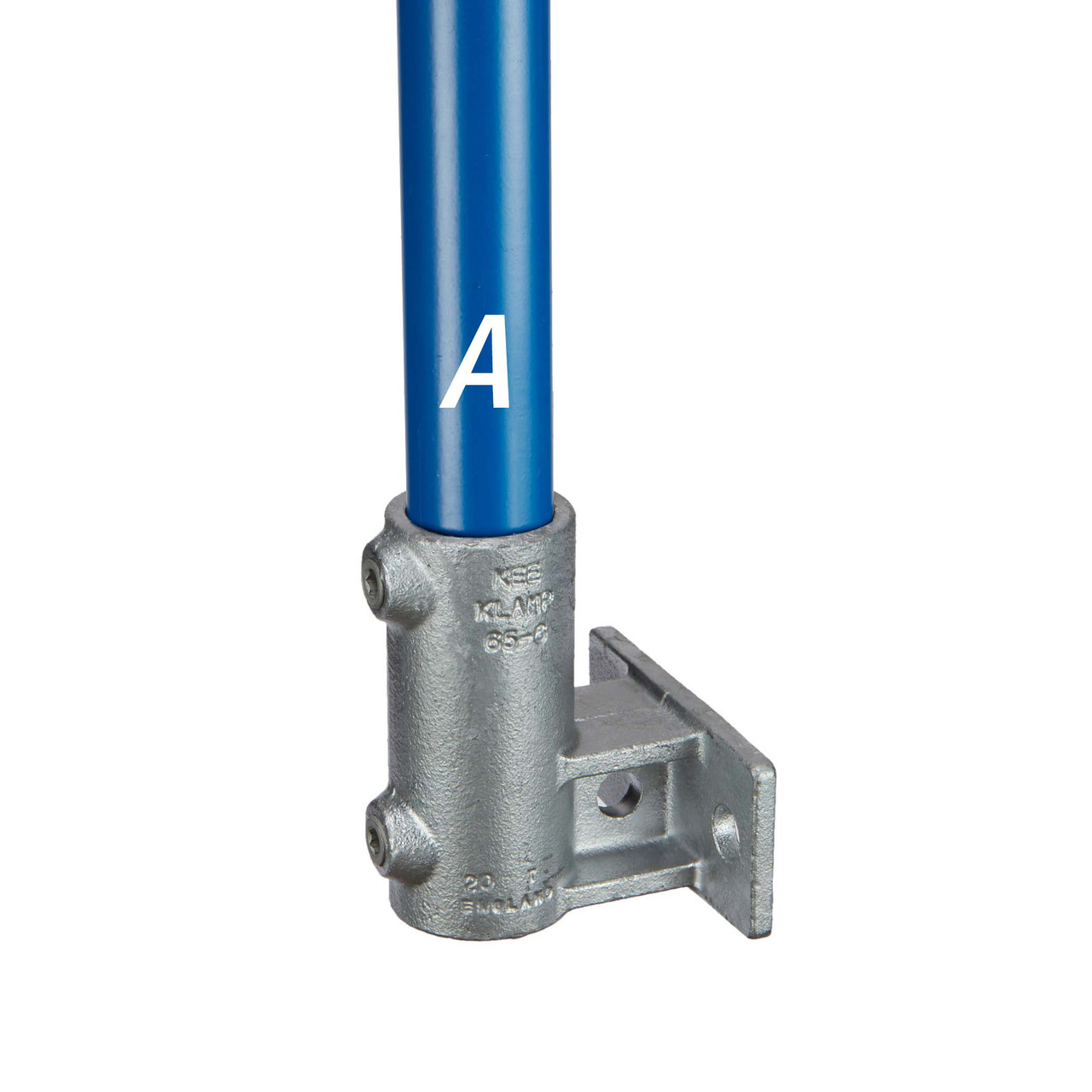 Railing Base, Standard Horizontal, 1 in, 3.86 in Lg, Malleable Iron, Galvanized