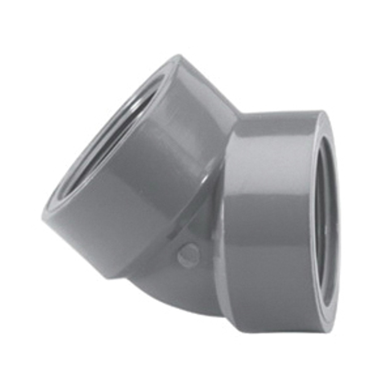 Elbow, 45 deg Elbow, 1-1/2 in, FNPT End, SCH 80, Injection-Molded, PVC, Gray , Domestic