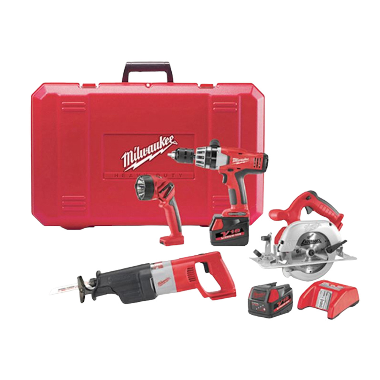 Cordless Tool Kit, 4 -Piece, Box, Metal, Kit, 18 VDC, Lithium-Ion, 3 Ah