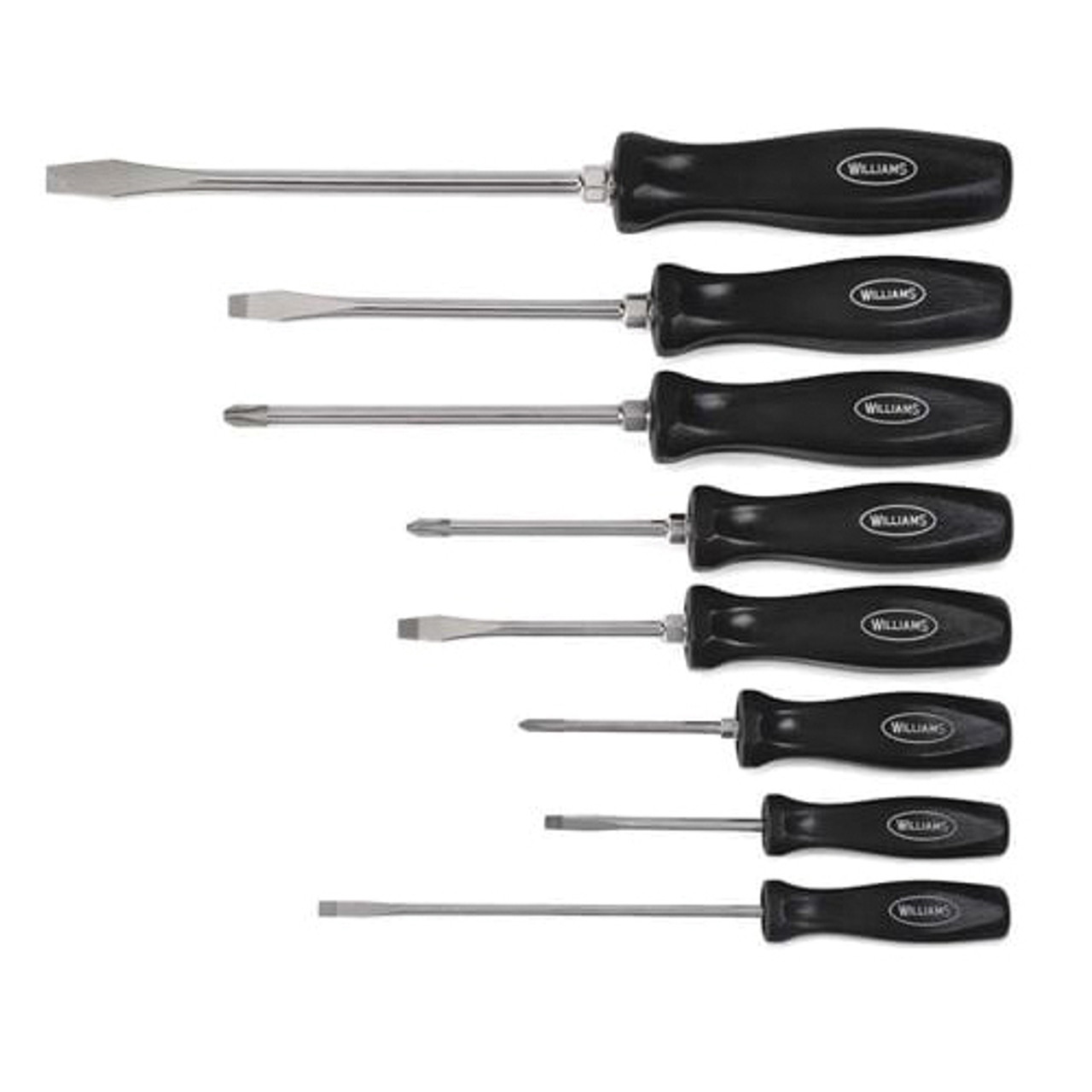 Screwdriver Set, Mixed, 8 -Piece, Comfort Grip, (3)Premium Slotted,  (3) Phillips®,  (2) Electrician’s Screwdriver, 4 x 5.4 x 16.3 in