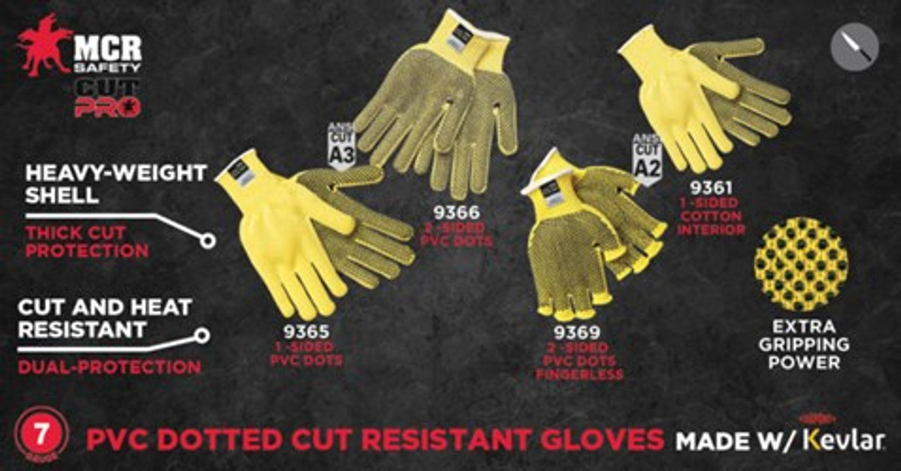 Cut-Resistant Gloves, Regular Weight, A3 ANSI Puncture-Resistance Level, Abrasion,  Cut,  Puncture Resist, Large, Polyvinyl Chloride Palm, Brown,  Yellow Color Cut-Resistant Gloves, Regular Weight, A3 ANSI Puncture-Resistance Level, Abrasion,  Cut,  Puncture Resist, Large, Polyvinyl Chloride Palm, Brown,  Yellow Color