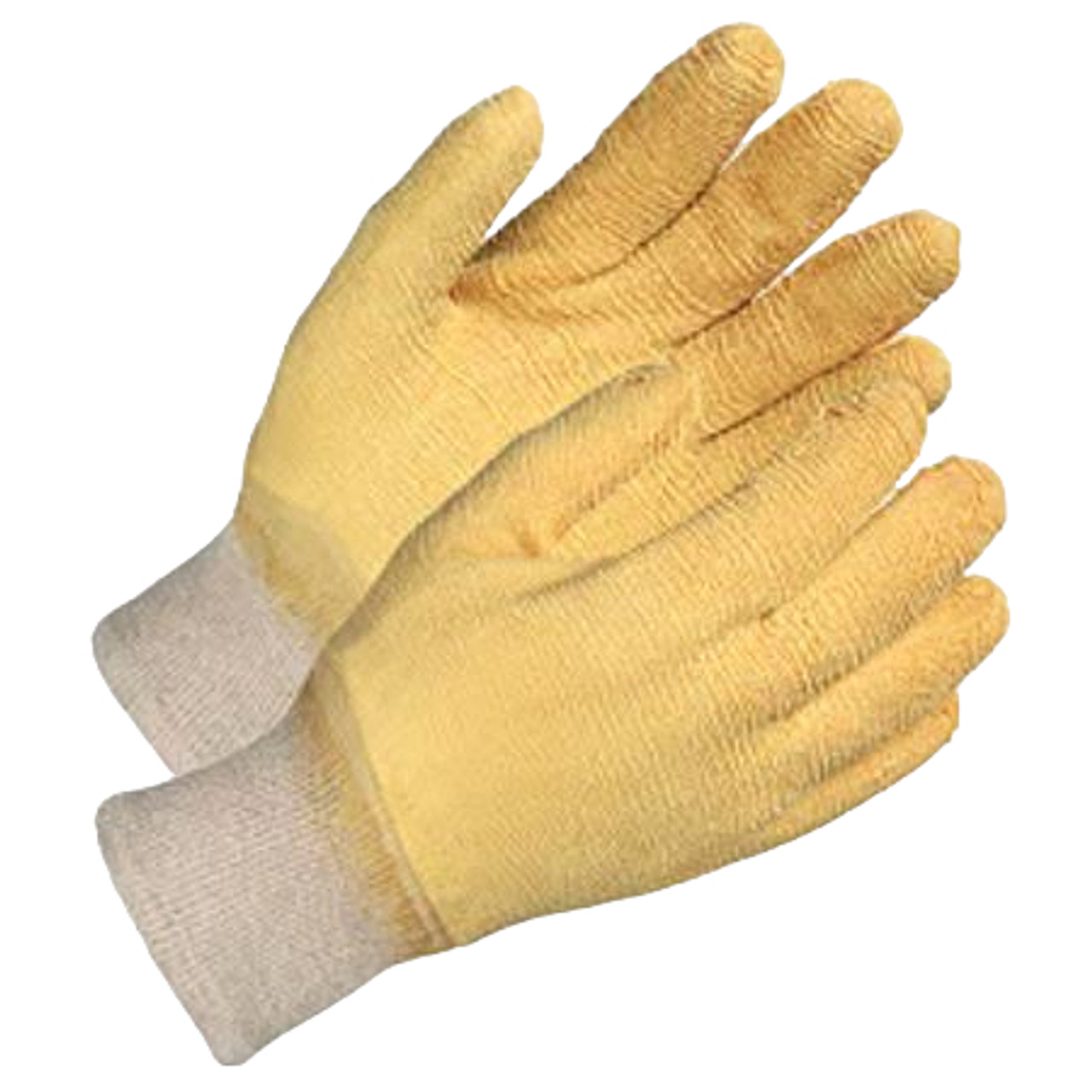 General Purpose Gloves, Industrial Grade, Coated Glove, Large, Latex Palm, Latex, White,  Yellow , Standard Finger,  Wing Thumb, Cotton Interlock Knit