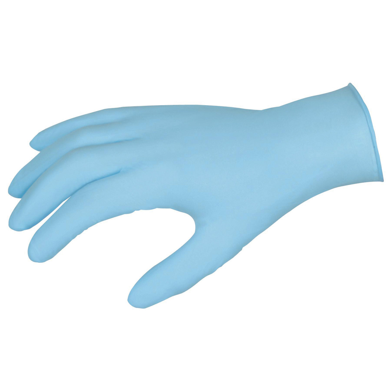 Disposable Gloves, Non-Sterile, Nitrile Palm, Nitrile, Blue , Textured, Ambidextrous, Food/Industrial Grade, X-Large, Unlined, Rolled Cuff, 9.92 in Lg
