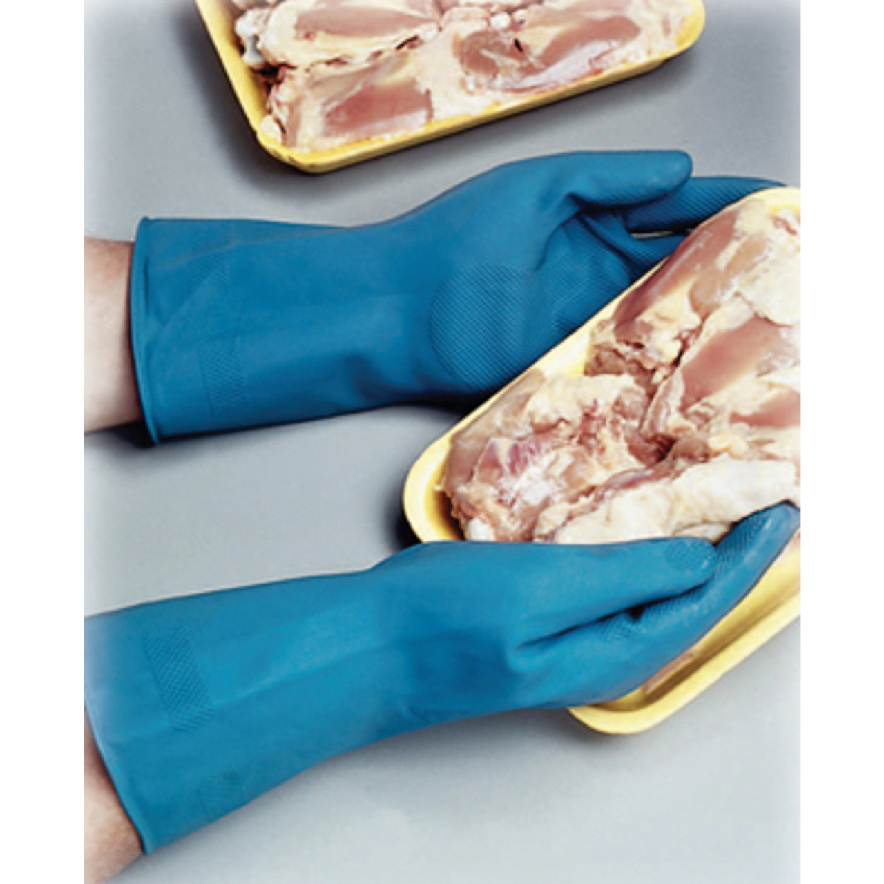 Chemical Resistant Gloves, Small, Blue , Unlined, 12 in Lg, 18 mil Thk Chemical Resistant Gloves, Small, Blue , Unlined, 12 in Lg, 18 mil Thk