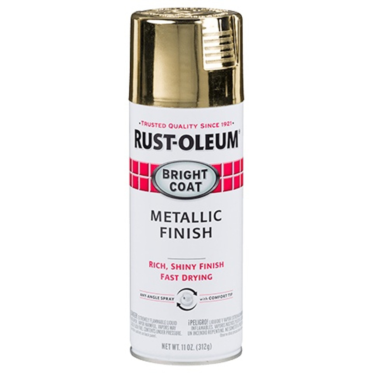 Bright Coat Spray Paint, 11 oz Container, Can, Aerosolized Mist, Gold , Bright, 4 to 6 sq-ft, 50 to 90 deg F, 589 g/L VOC, Solvent