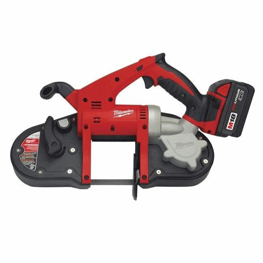 Cordless Band Saw Kit, 3-1/4 in, 35-3/8 x 1/2 x 0.02 in Blade, 18 VDC, Lithium-Ion, 3 Ah, Metal,  Plastic Housing, D-Ring, Black,  Gray,  Red , 18 in lg