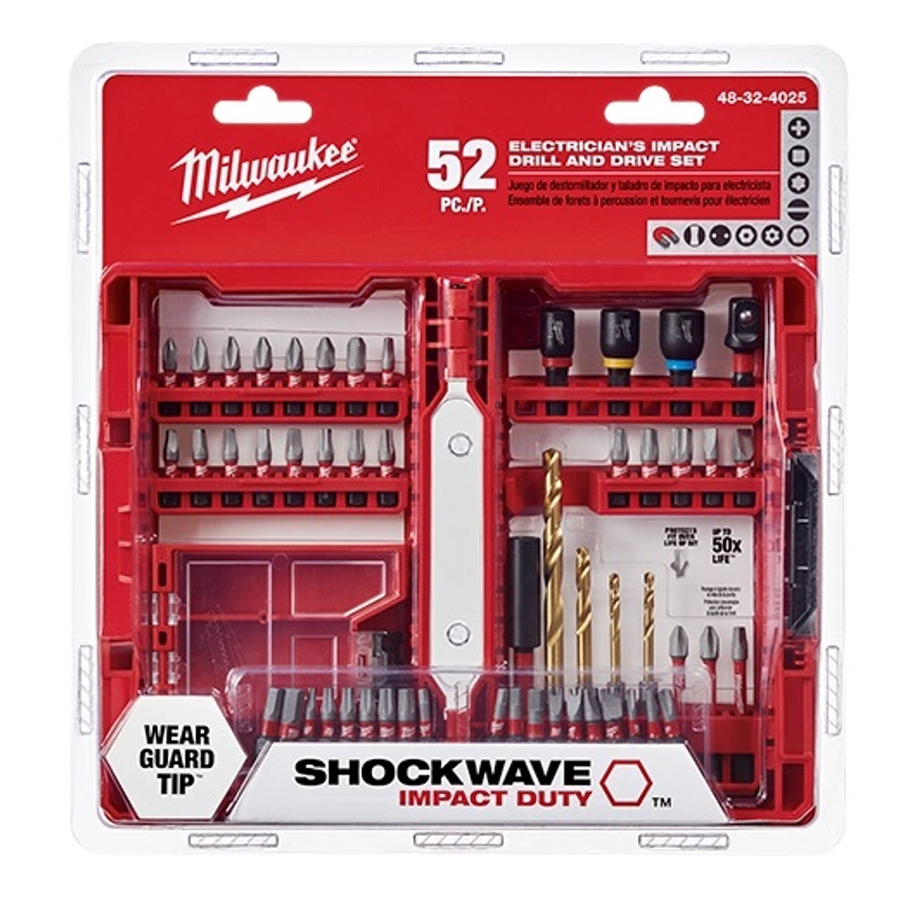 Driver Bit Set, Impact Duty, 52 -Piece, 1/4 in Shank, Steel