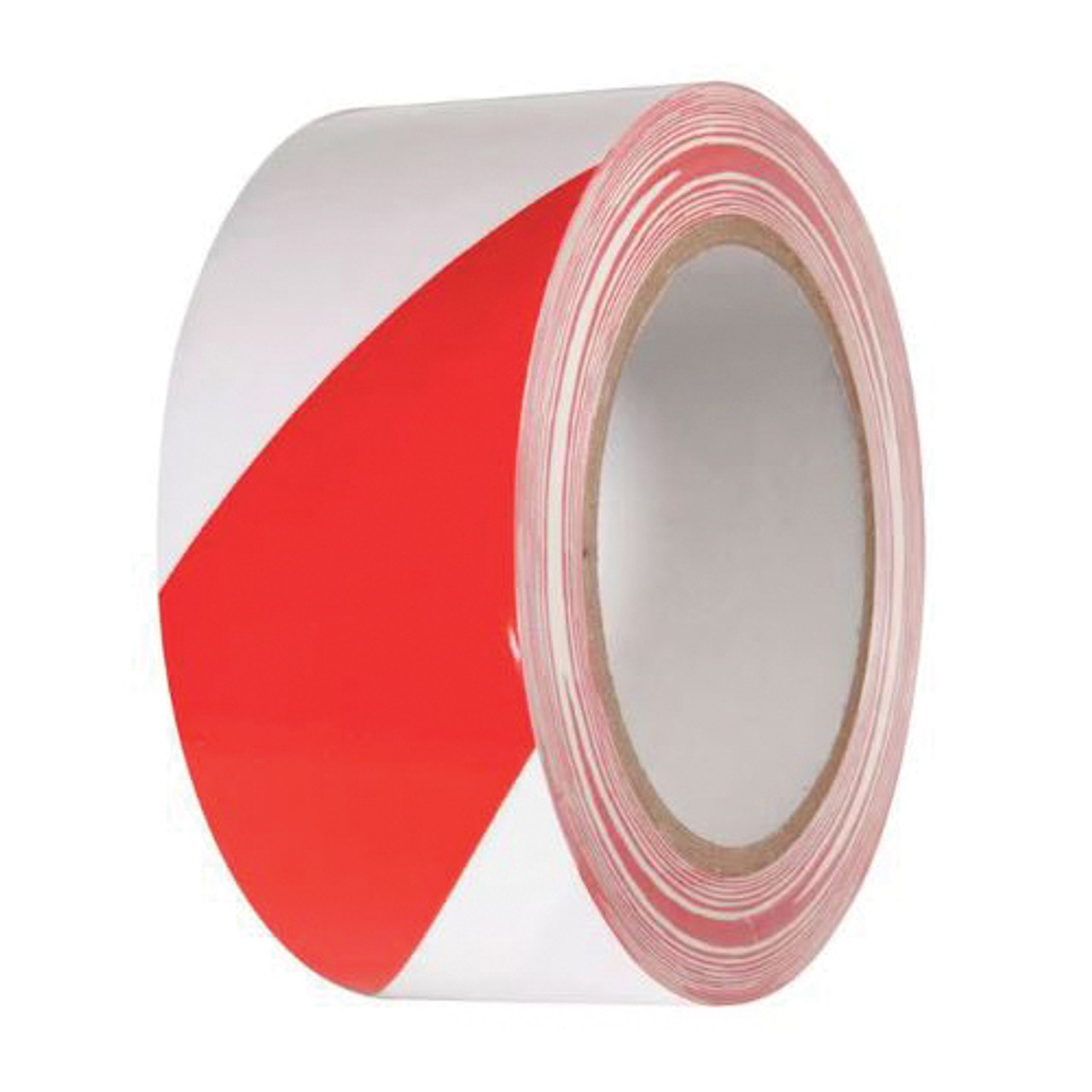 Barricade Tape, Red,  White , 2 in Wd, 108 ft Lg, 5-1/2 mil Thk, Vinyl