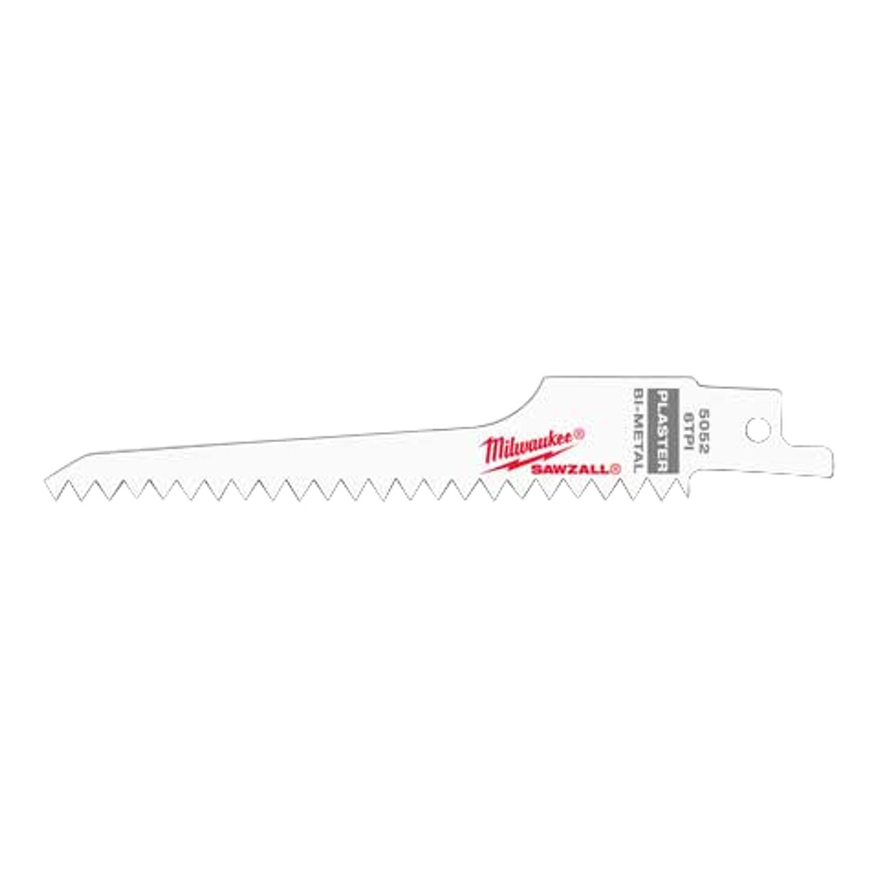 Reciprocating Saw Blade, Tapered Back, 5 in Lg, 3/4 in Wd, 0.05 in Thk, Matrix II Teeth, 1/2 in Tang, Universal/Toothed Edge Tang, Bi-Metal Cut Edge, Bright