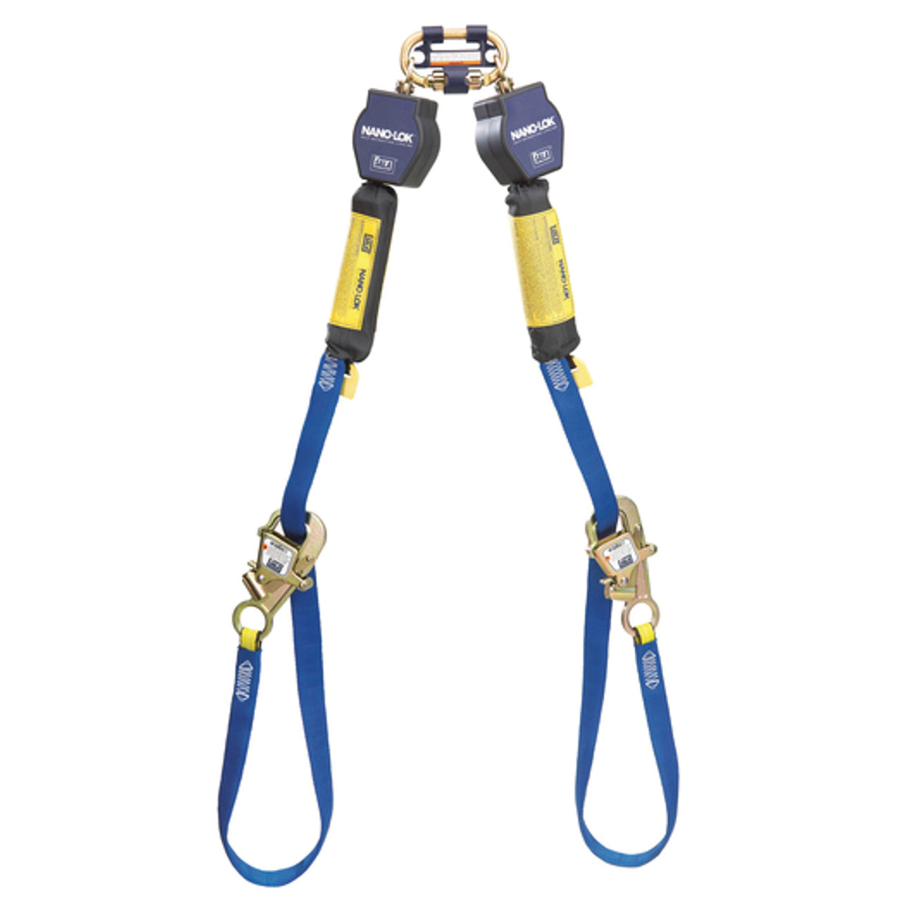 Self Retracting Twin Leg, Bantam Web, 310 lb Load Capacity, Black , Aluminium Hook,  Impact Resistant Nylon Housing,  Steel