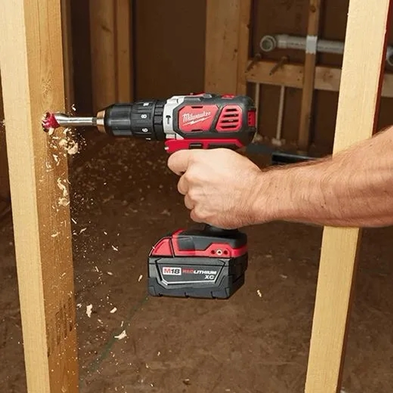 Cordless Hammer Drill, 1/2 in Chuck, Metal Single Sleeve Ratcheting Lock Chuck, 28800 BPM, 400 rpm,  1800 rpm No-Load, 2 -Speed, 18 VDC, Lithium-Ion, 1 Battery