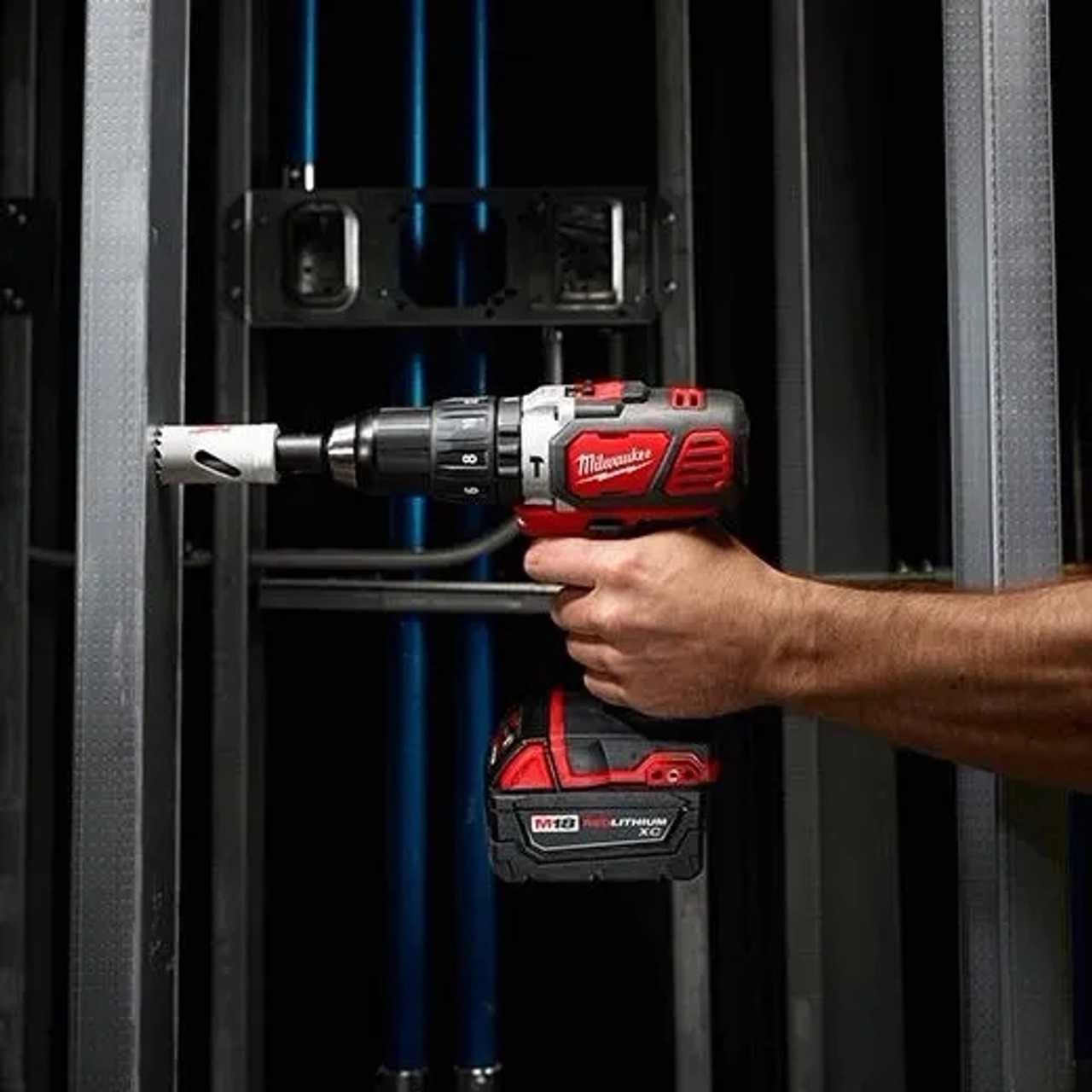 Cordless Hammer Drill, 1/2 in Chuck, Metal Single Sleeve Ratcheting Lock Chuck, 28800 BPM, 400 rpm,  1800 rpm No-Load, 2 -Speed, 18 VDC, Lithium-Ion, 1 Battery