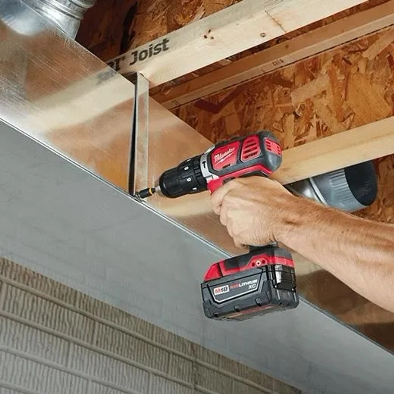 Cordless Hammer Drill, 1/2 in Chuck, Metal Single Sleeve Ratcheting Lock Chuck, 28800 BPM, 400 rpm,  1800 rpm No-Load, 2 -Speed, 18 VDC, Lithium-Ion, 1 Battery